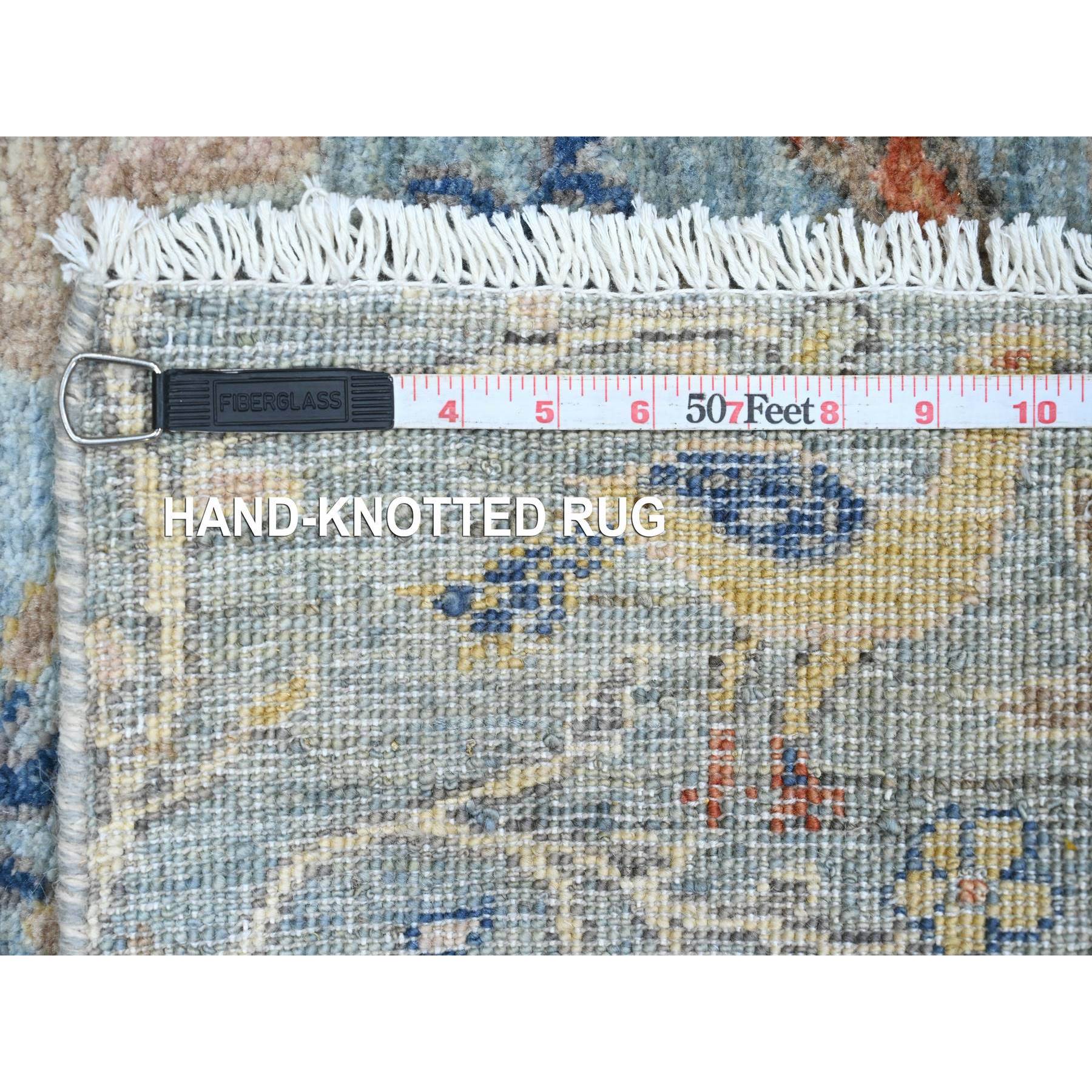 2'x6'1" Carolina Blue, Afghan Peshawar with Birds of Paradise Design, Hand Knotted, Vegetable Dyes, Soft Wool, Narrow Runner, Oriental Rug Sh20437
