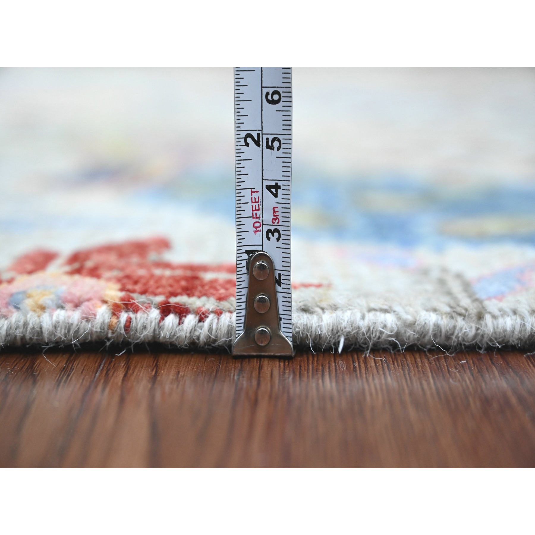 5'2"x7'4" Pastel Gray, Afghan Peshawar with Birds of Paradise Design, Soft Wool, Natural Dyes, Hand Knotted, Oriental Rug Sh20439