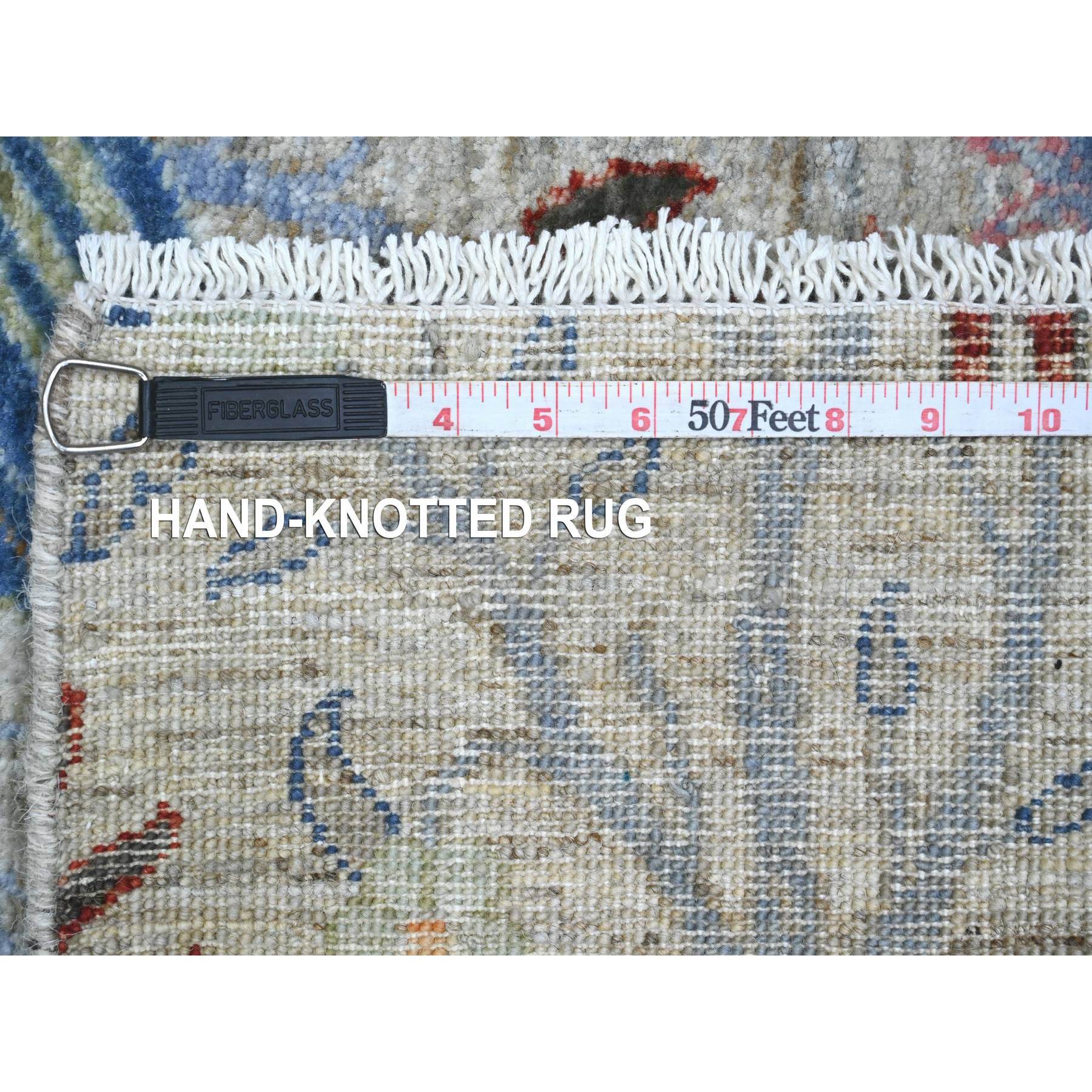 5'2"x7'4" Pastel Gray, Afghan Peshawar with Birds of Paradise Design, Soft Wool, Natural Dyes, Hand Knotted, Oriental Rug Sh20439