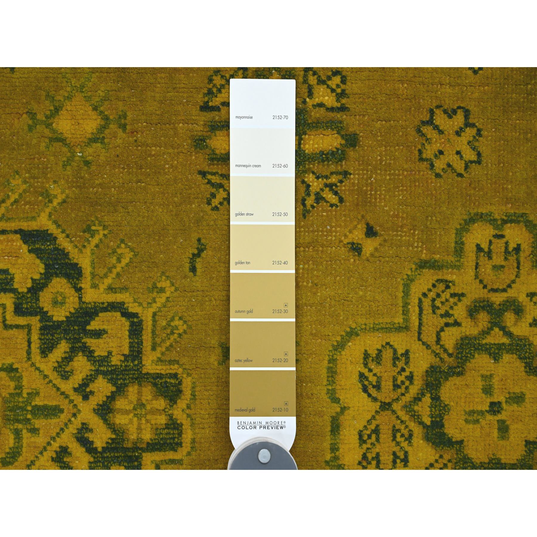 6'x8'6" Golden Brown, Overdyed Kazak with Tribal Medallions Design, Hand Knotted, 100% Wool, Oriental Rug Sh20442