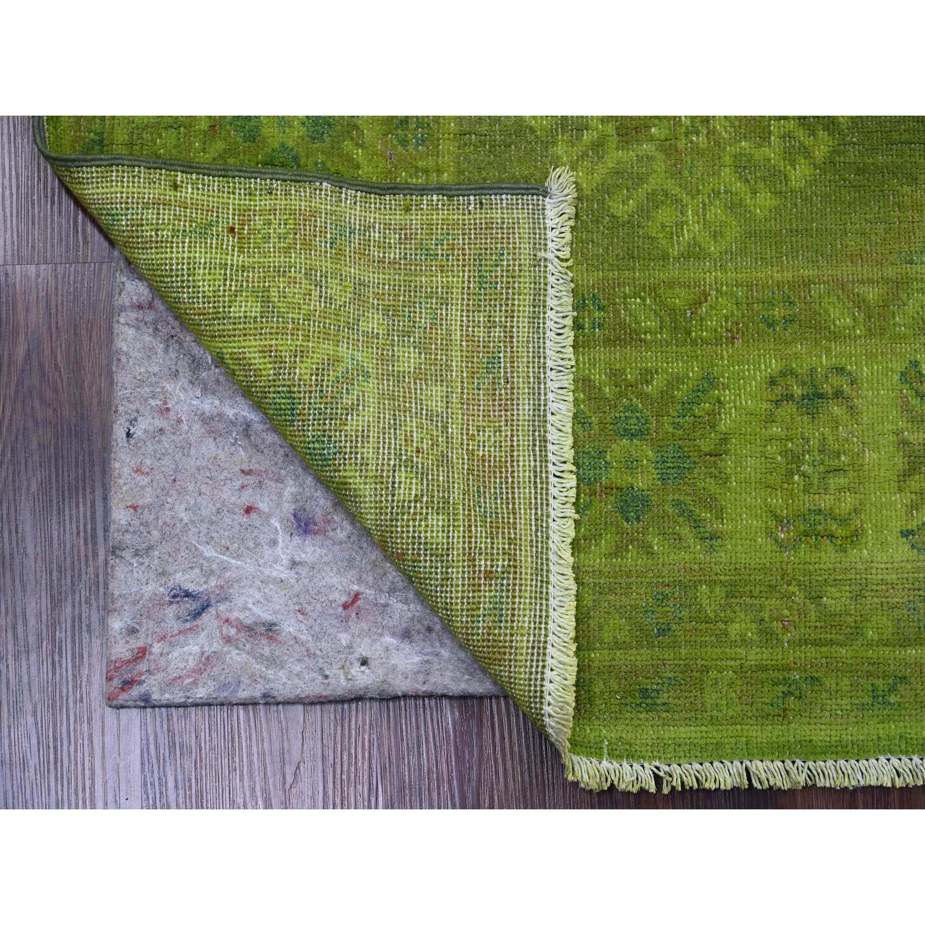 4'10"x6'9" Pear Green, Overdyed Kazak with Tribal Design, Pure Wool, Hand Knotted, Oriental Rug Sh20446