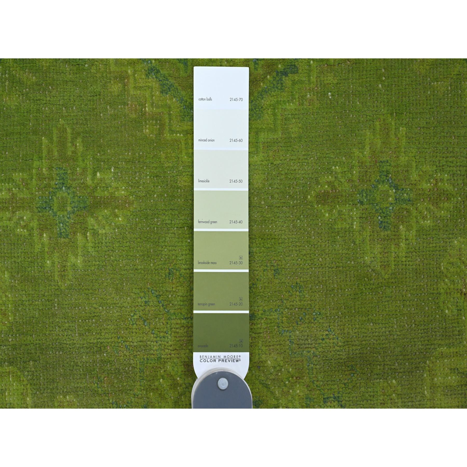 4'10"x6'9" Pear Green, Overdyed Kazak with Tribal Design, Pure Wool, Hand Knotted, Oriental Rug Sh20446