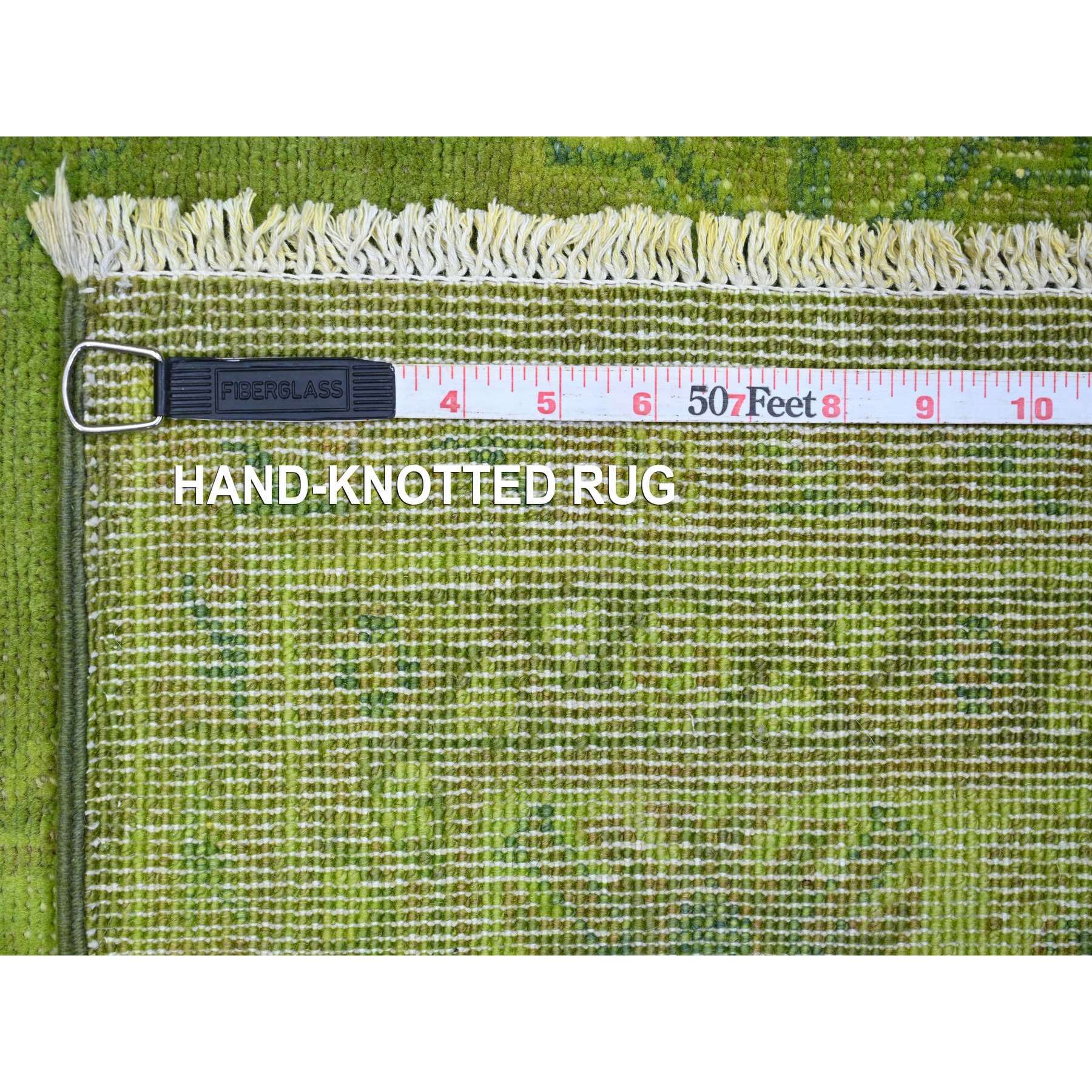 4'10"x6'9" Pear Green, Overdyed Kazak with Tribal Design, Pure Wool, Hand Knotted, Oriental Rug Sh20446
