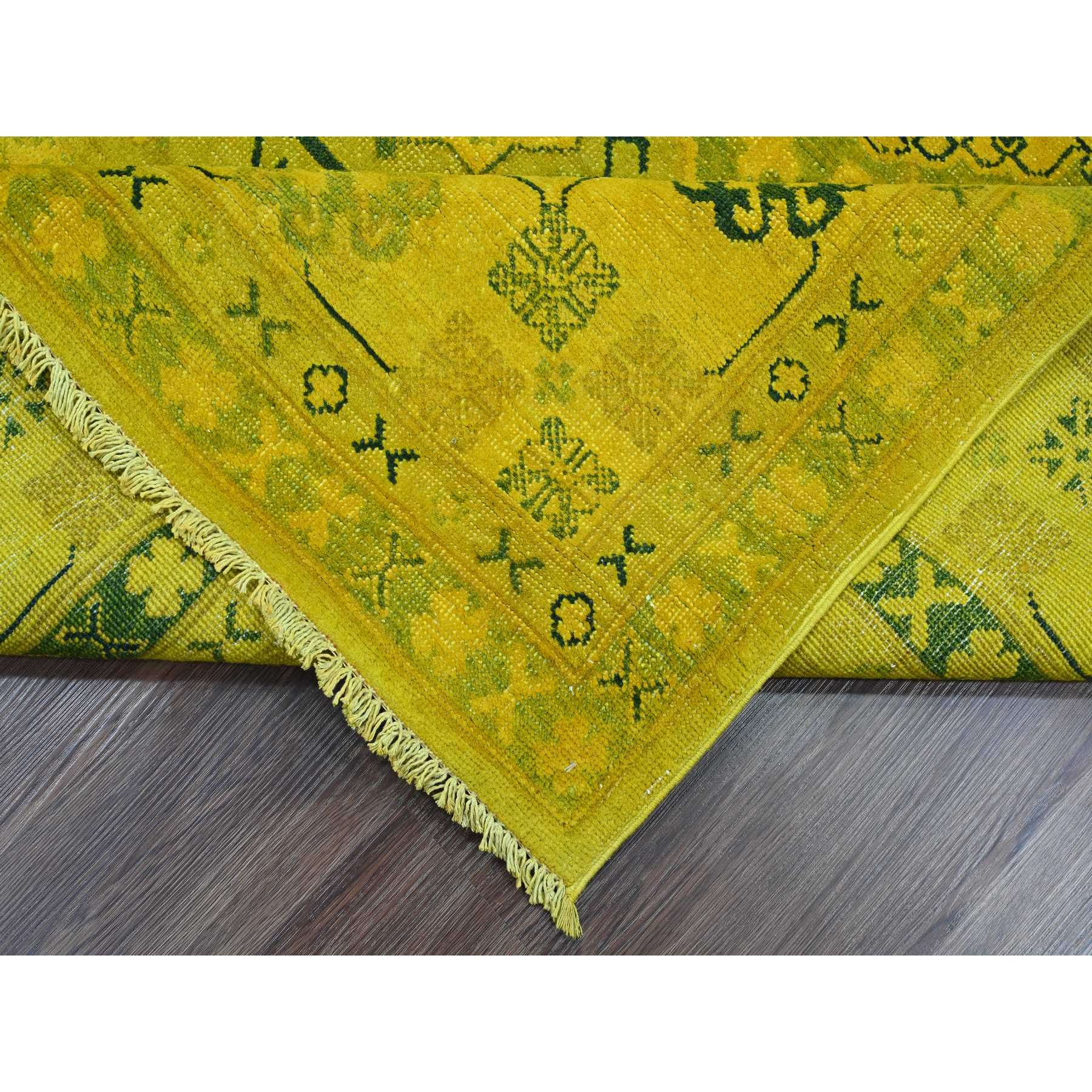 8'1"x9'5" Golden Yellow, Overdyed Kazak with All Over Star Design, 100% Wool, Hand Knotted, Oriental Rug Sh20448
