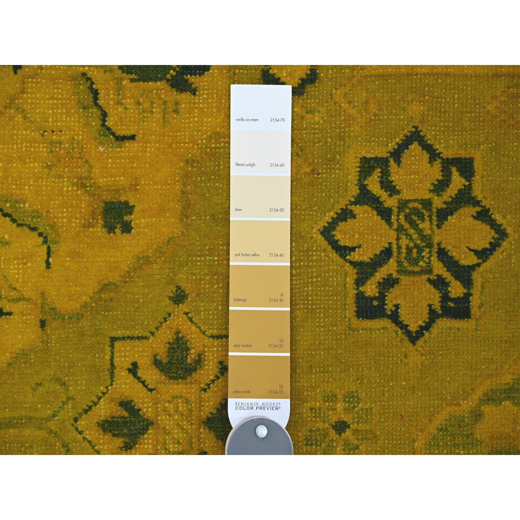 8'1"x9'5" Golden Yellow, Overdyed Kazak with All Over Star Design, 100% Wool, Hand Knotted, Oriental Rug Sh20448