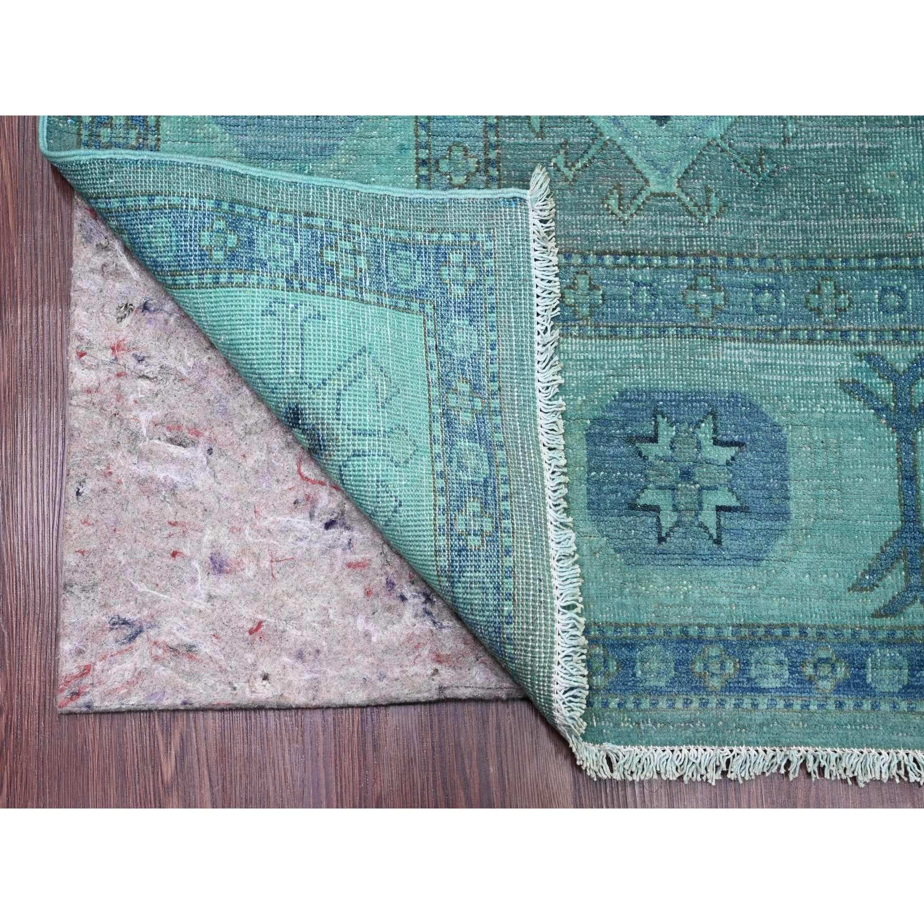 7'9"x9'6" Sapphire Blue, Overdyed Kazak with Tribal Medallion Design, Hand Knotted, 100% Wool, Oriental Rug Sh20449