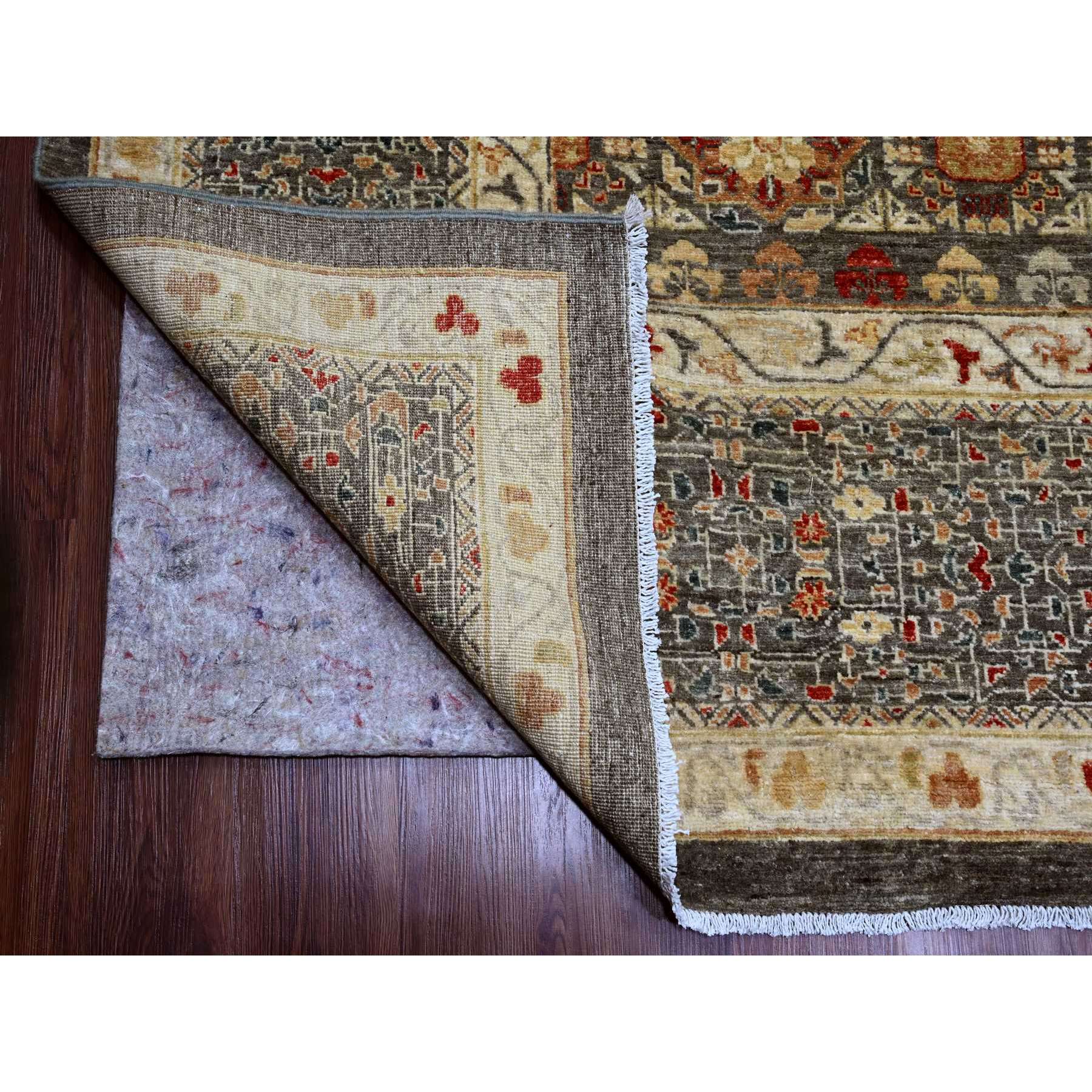 12'2"x16' Mocha Brown, 14th Century Mamluk Dynasty Pattern with Large Medallion Design, Hand Knotted, High Mountain Wool, Natural Dyes, Oversized, Oriental Rug Sh20452