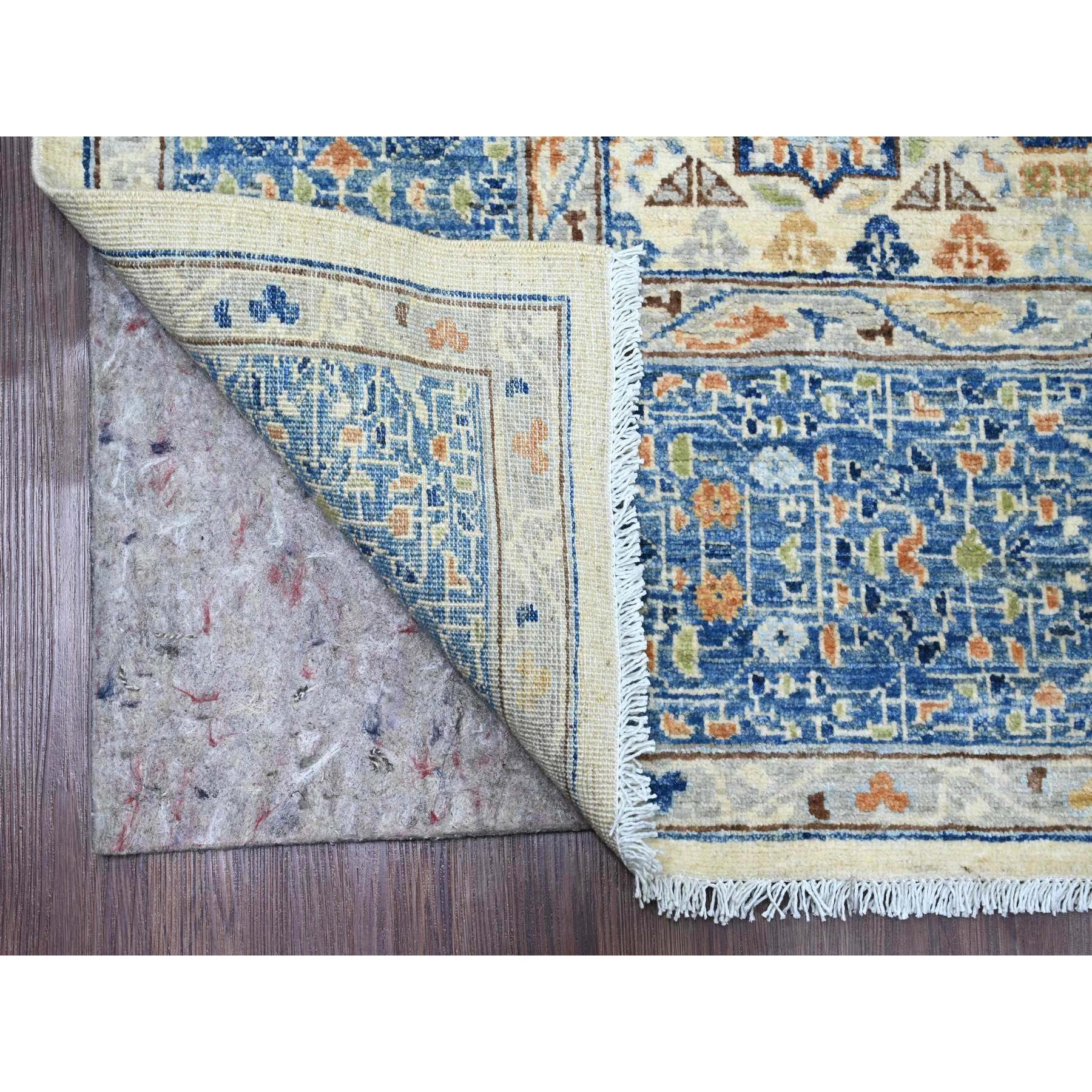 8'1"x9'8" Pristine White, 14th Century Mamluk Dynasty Pattern with Star Medallion Design, High Mountain Wool, Hand Knotted, Veggie Dyes, Oriental Rug Sh20453