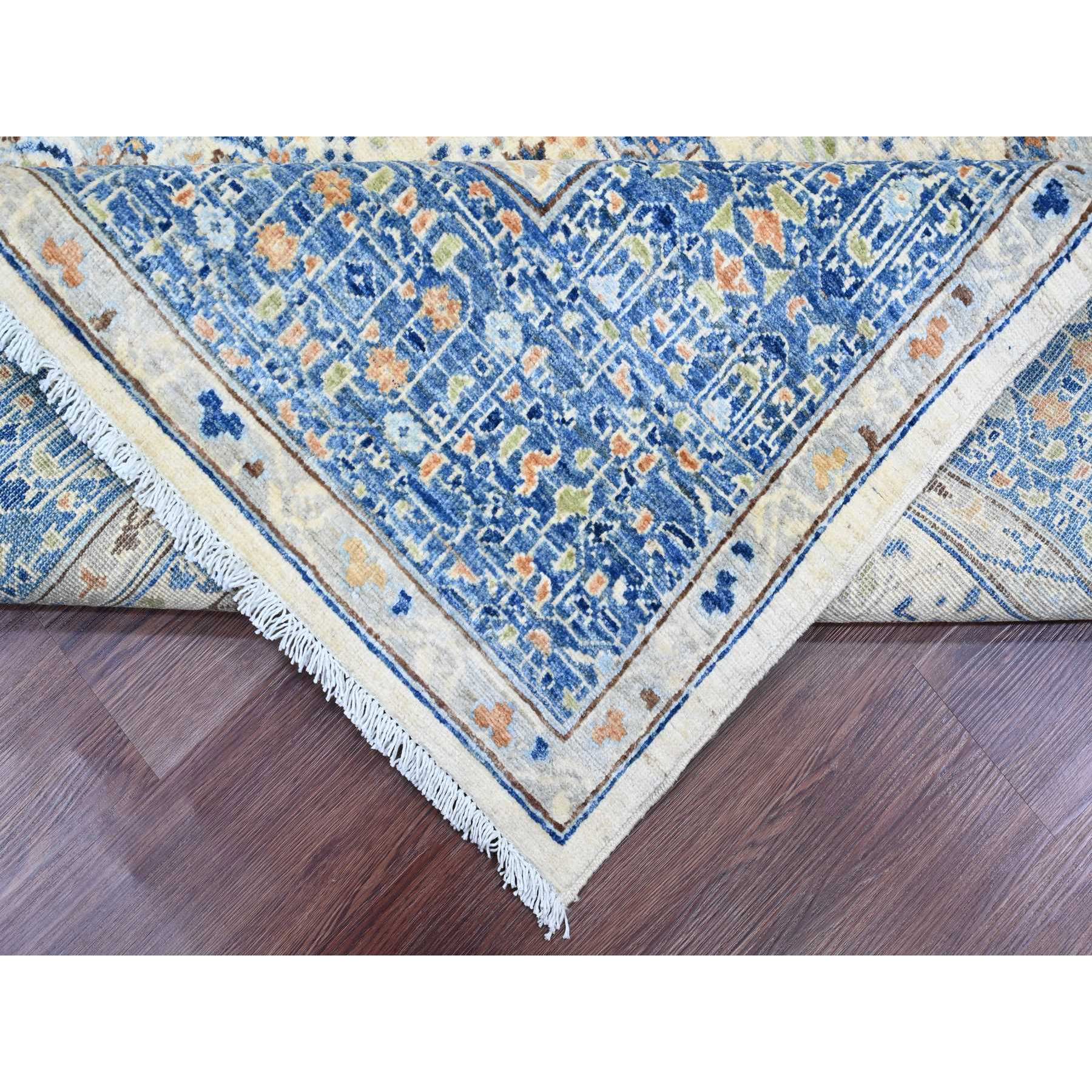 8'1"x9'8" Pristine White, 14th Century Mamluk Dynasty Pattern with Star Medallion Design, High Mountain Wool, Hand Knotted, Veggie Dyes, Oriental Rug Sh20453