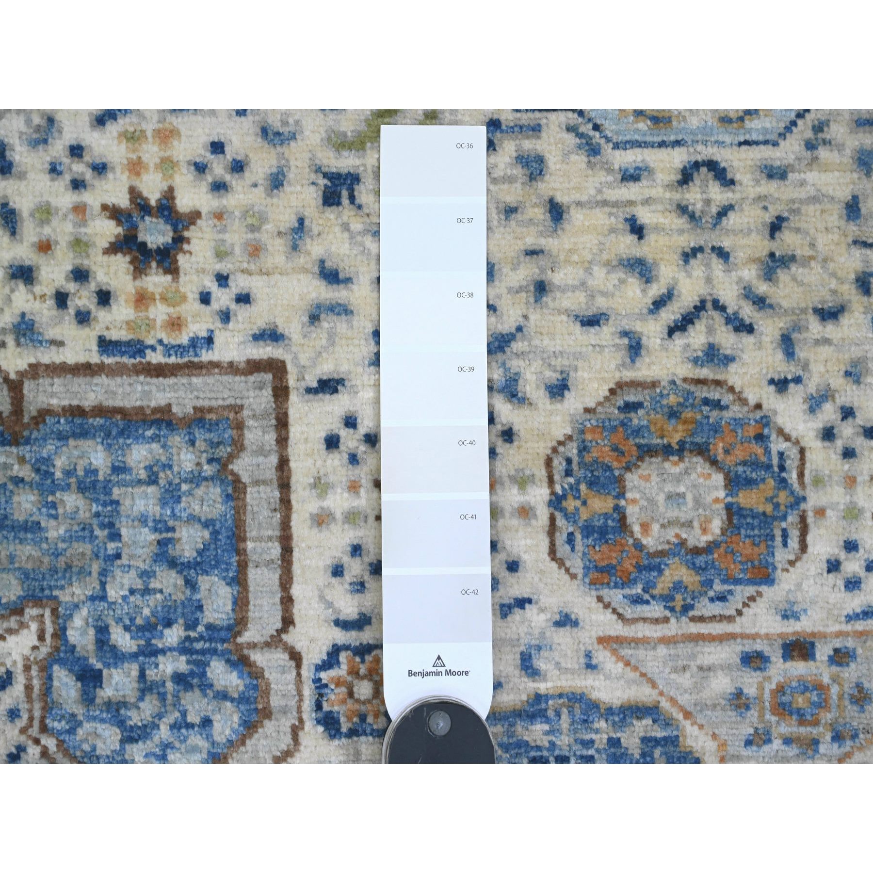 8'1"x9'8" Pristine White, 14th Century Mamluk Dynasty Pattern with Star Medallion Design, High Mountain Wool, Hand Knotted, Veggie Dyes, Oriental Rug Sh20453
