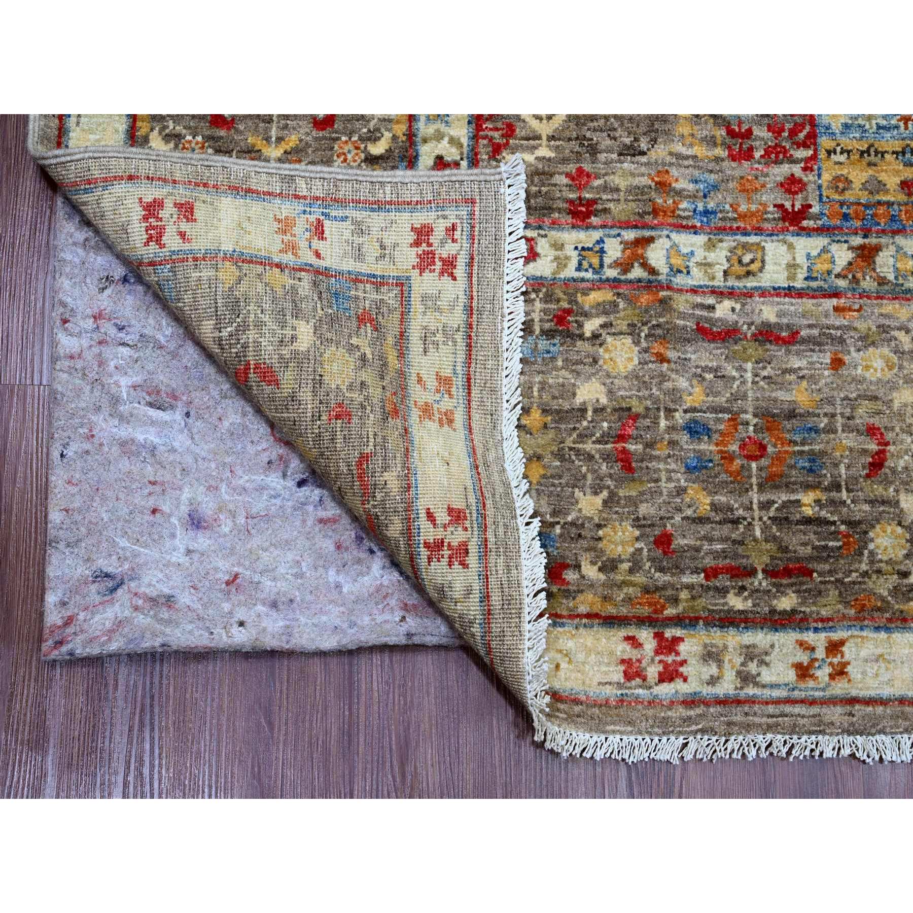 7'10"x9'6" Coffee Brown, 14th Century Mamluk Dynasty Pattern with Geometric Medallion Design, High Mountain Wool, Hand Knotted, Vegetable Dyes, Oriental Rug Sh20454
