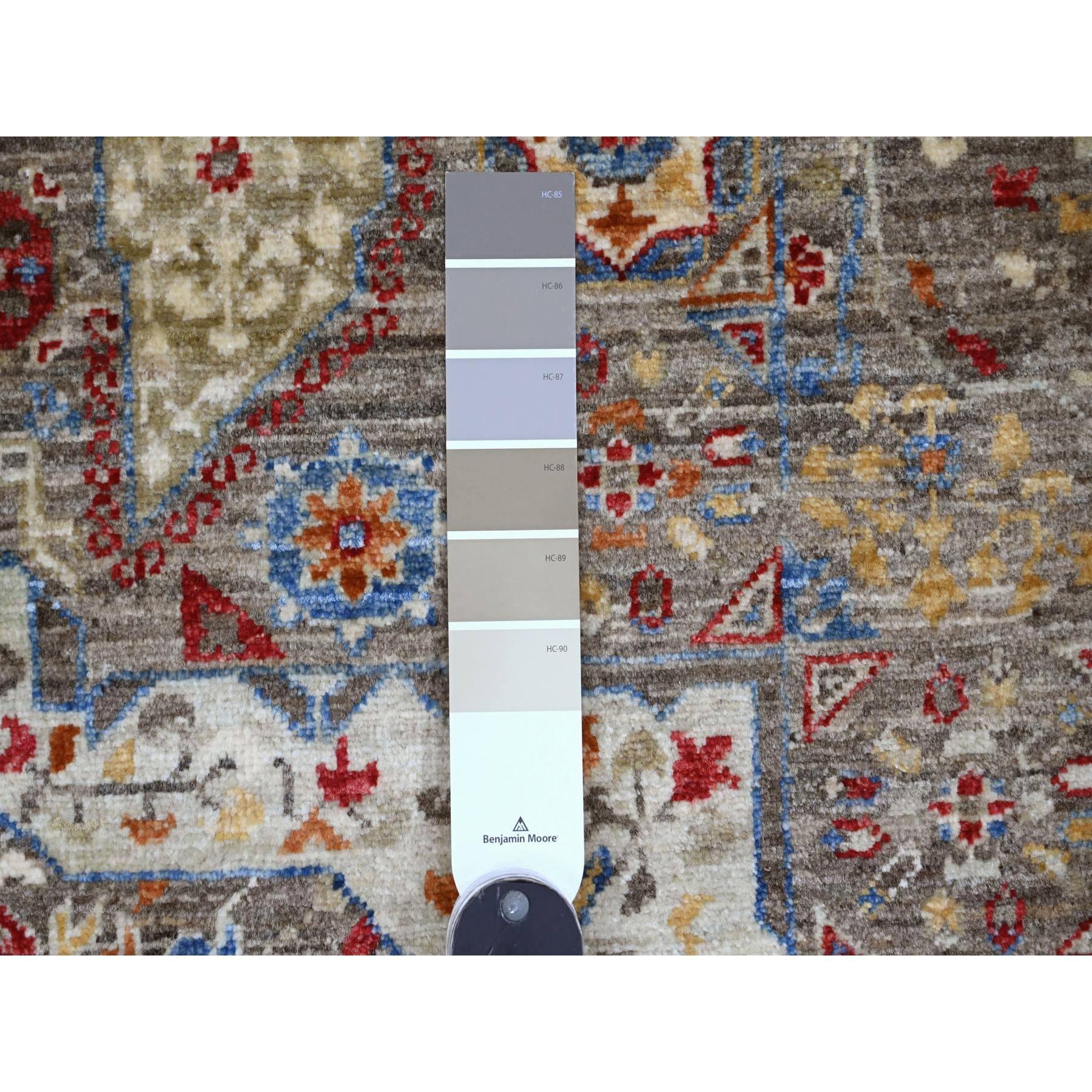 7'10"x9'6" Coffee Brown, 14th Century Mamluk Dynasty Pattern with Geometric Medallion Design, High Mountain Wool, Hand Knotted, Vegetable Dyes, Oriental Rug Sh20454