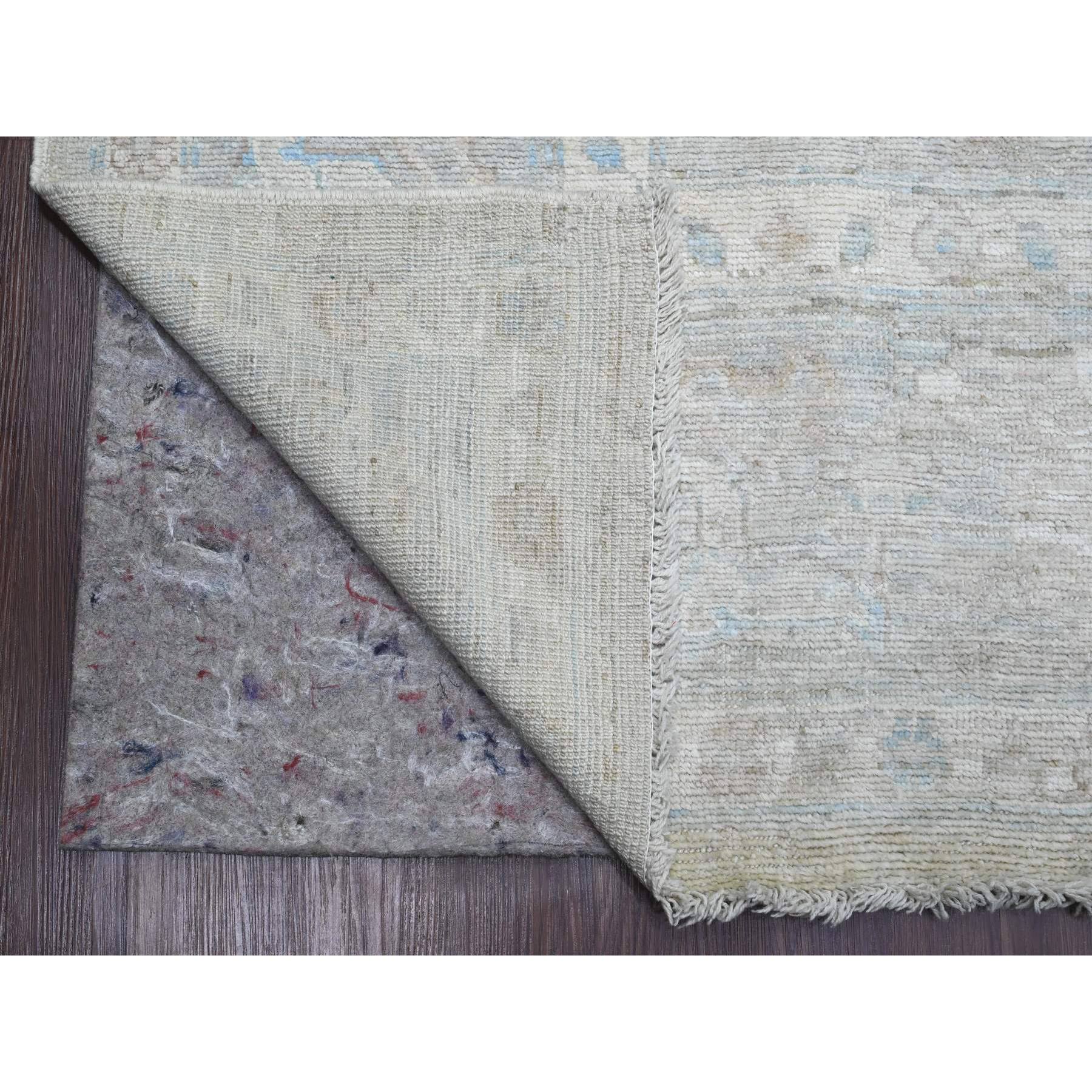 9'x11'10" Cloud Gray, Afghan Angora Oushak with All Over Leaf Design, Hand Knotted, 100% Wool, Vegetable Dyes, Oriental Rug Sh20460