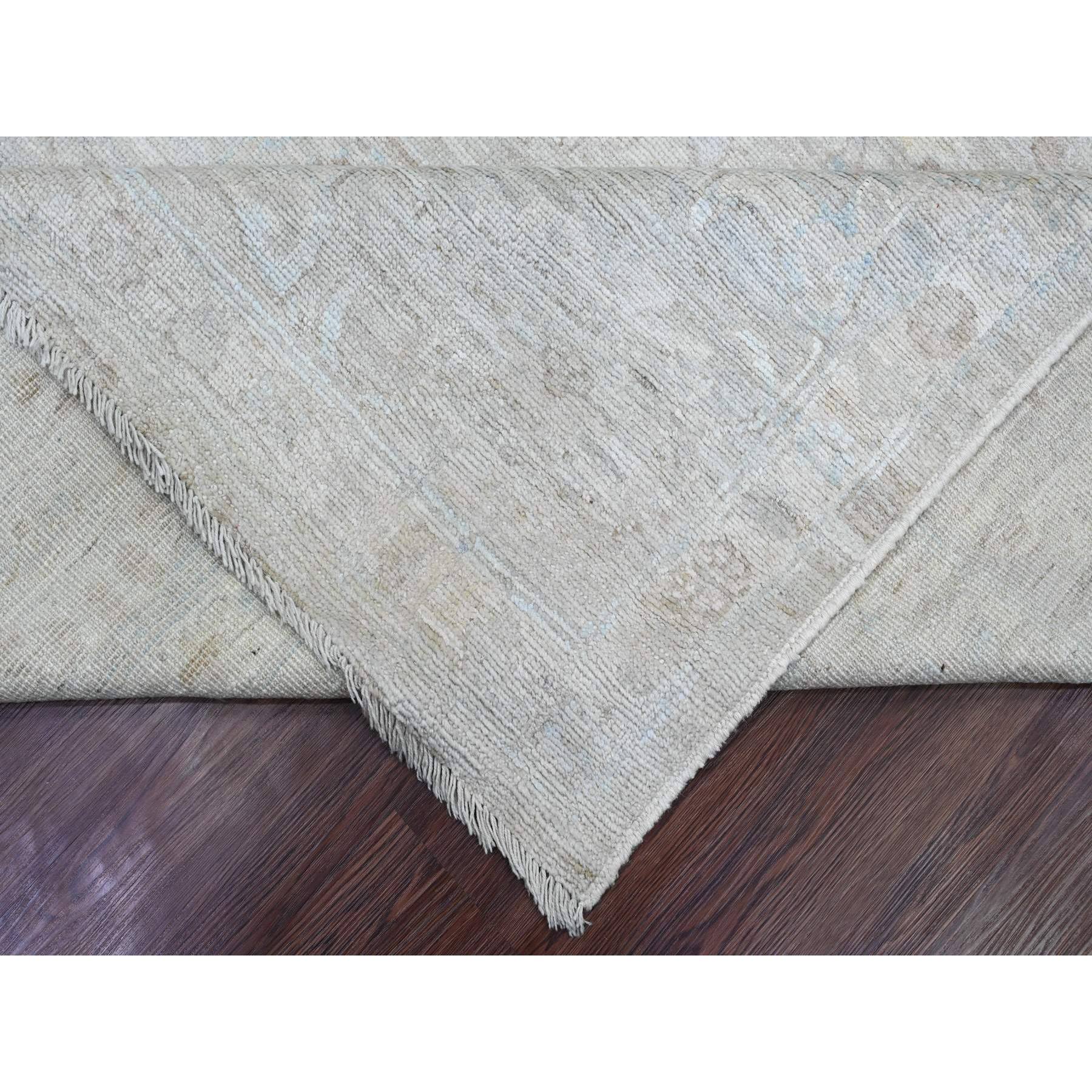 9'x11'10" Cloud Gray, Afghan Angora Oushak with All Over Leaf Design, Hand Knotted, 100% Wool, Vegetable Dyes, Oriental Rug Sh20460