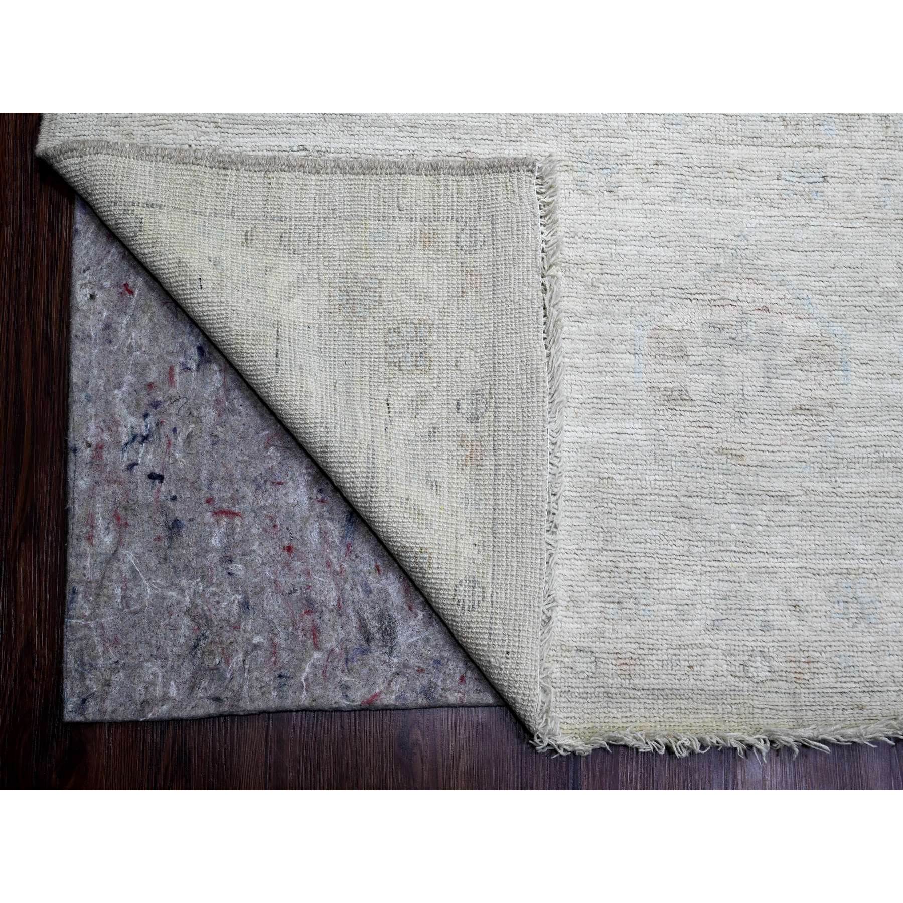 12'x14'8" Cascading White, Hand Knotted, Afghan Angora Oushak with All Over Leaf Pattern, Natural Dyes, 100% Wool, Oversized, Oriental Rug Sh20461