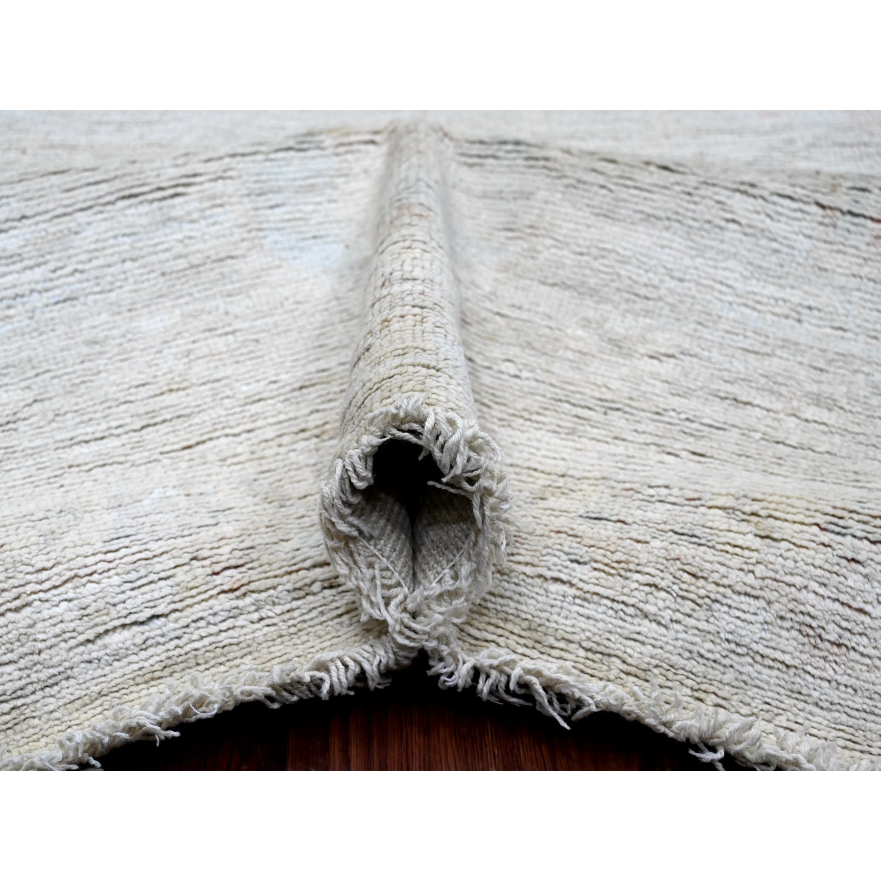 12'x14'8" Cascading White, Hand Knotted, Afghan Angora Oushak with All Over Leaf Pattern, Natural Dyes, 100% Wool, Oversized, Oriental Rug Sh20461