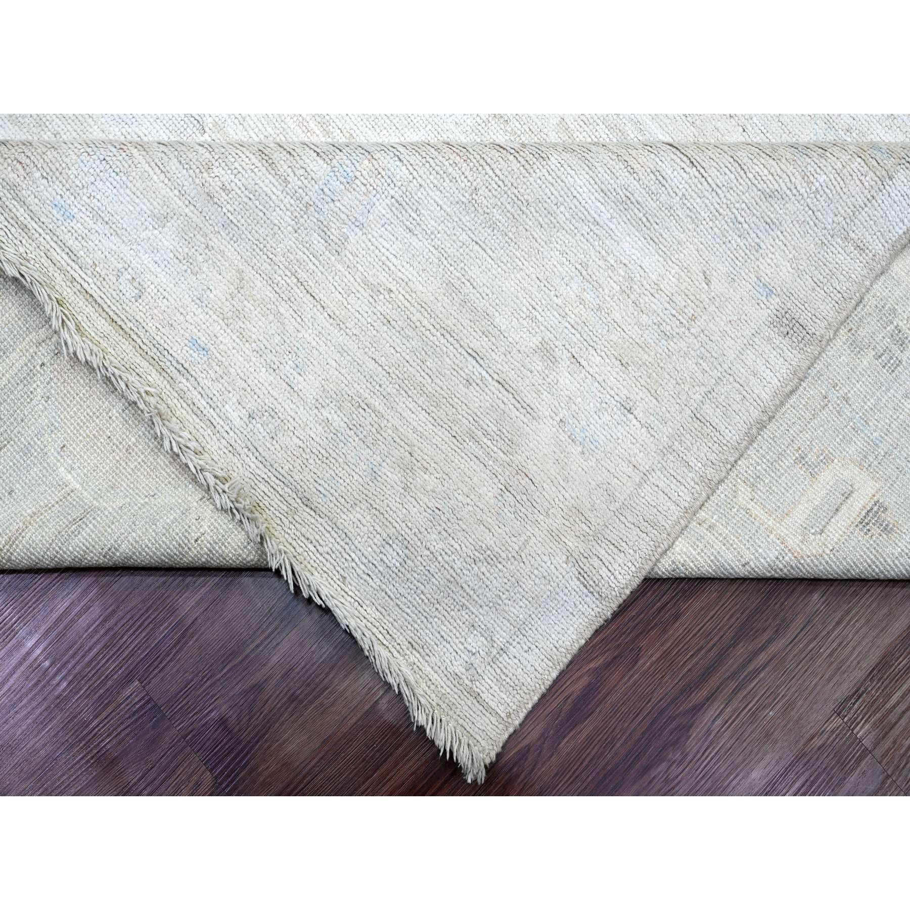 12'x14'8" Cascading White, Hand Knotted, Afghan Angora Oushak with All Over Leaf Pattern, Natural Dyes, 100% Wool, Oversized, Oriental Rug Sh20461