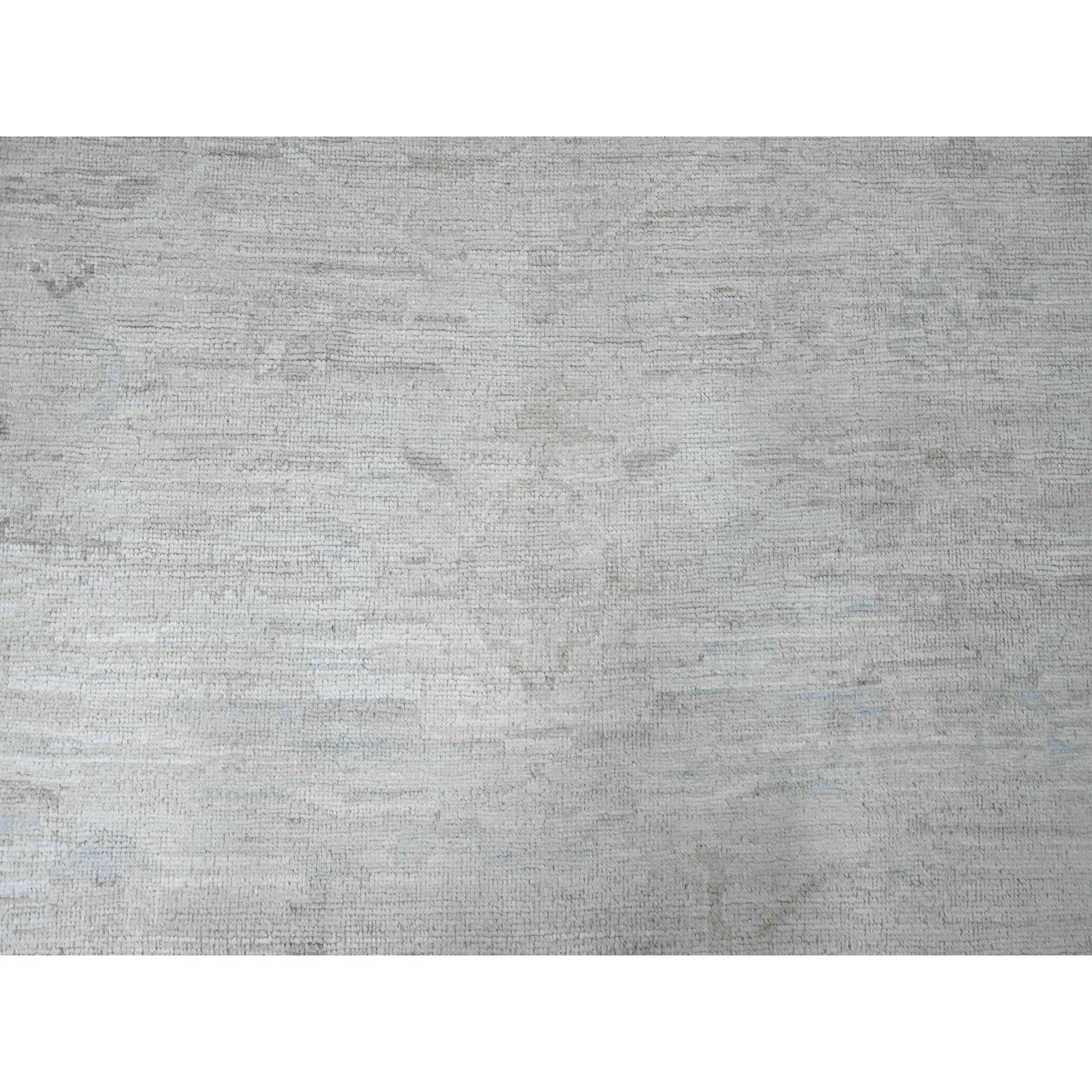 12'x14'8" Cascading White, Hand Knotted, Afghan Angora Oushak with All Over Leaf Pattern, Natural Dyes, 100% Wool, Oversized, Oriental Rug Sh20461
