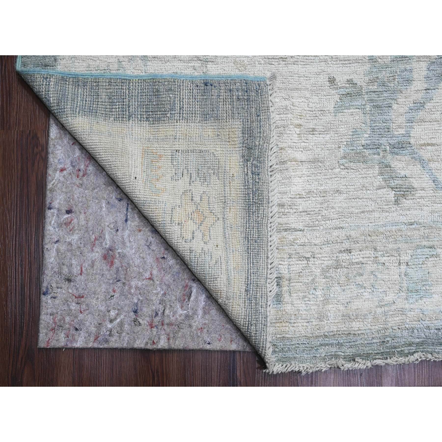 11'9"x15'5" Marengo Gray, Afghan Angora Oushak with All Over Leaf Design, Hand Knotted, Vegetable Dyes, 100% Wool, Oversized, Oriental Rug Sh20462