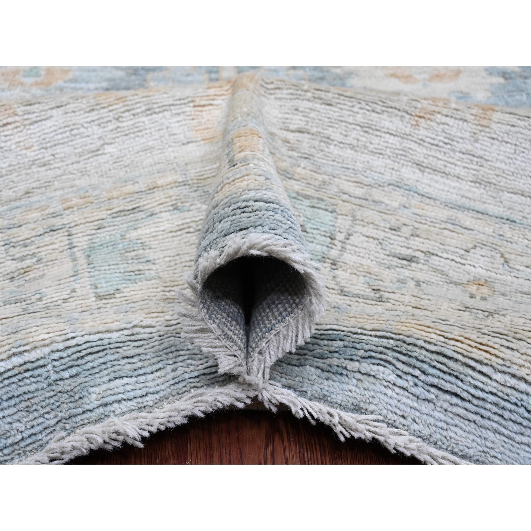 11'9"x15'5" Marengo Gray, Afghan Angora Oushak with All Over Leaf Design, Hand Knotted, Vegetable Dyes, 100% Wool, Oversized, Oriental Rug Sh20462