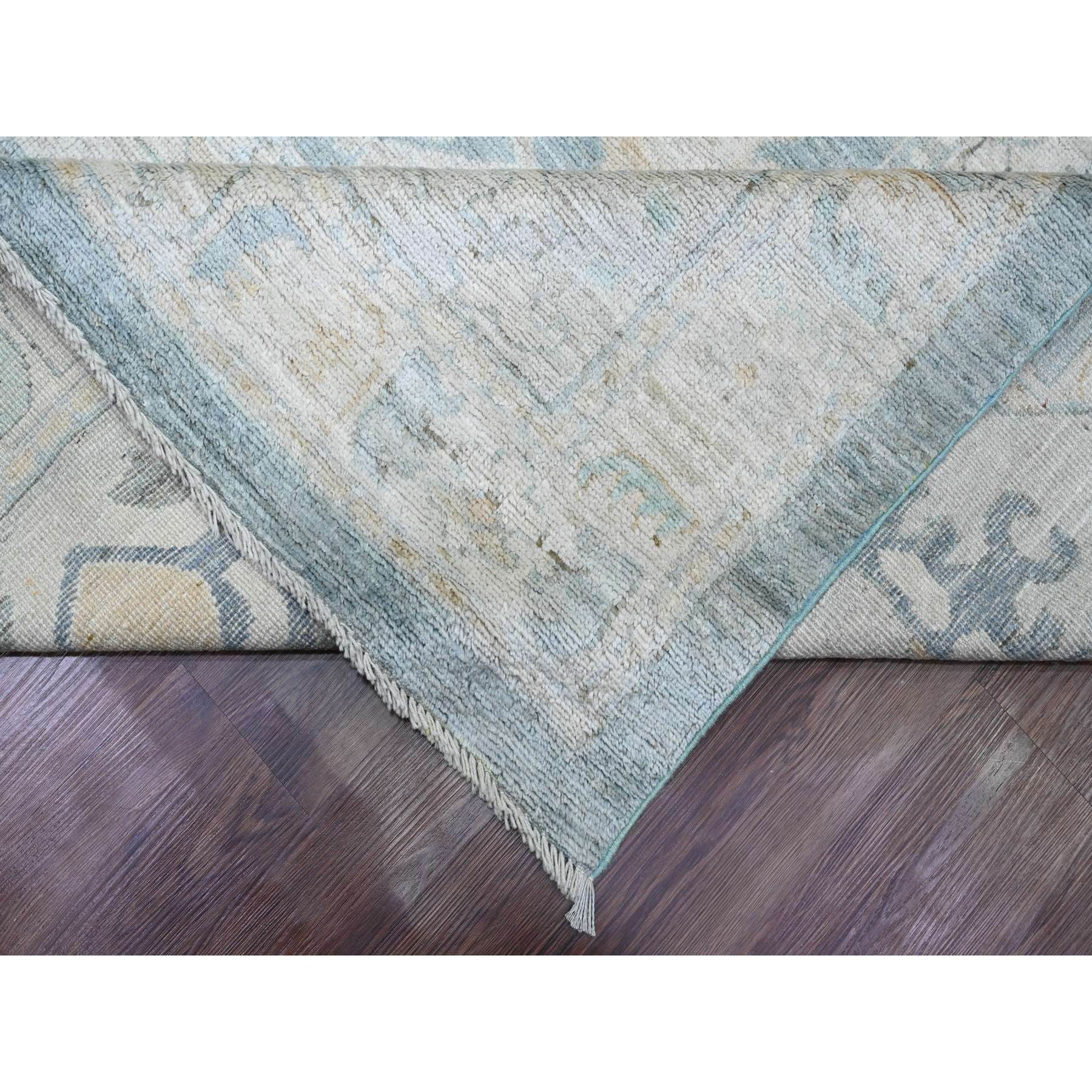 11'9"x15'5" Marengo Gray, Afghan Angora Oushak with All Over Leaf Design, Hand Knotted, Vegetable Dyes, 100% Wool, Oversized, Oriental Rug Sh20462
