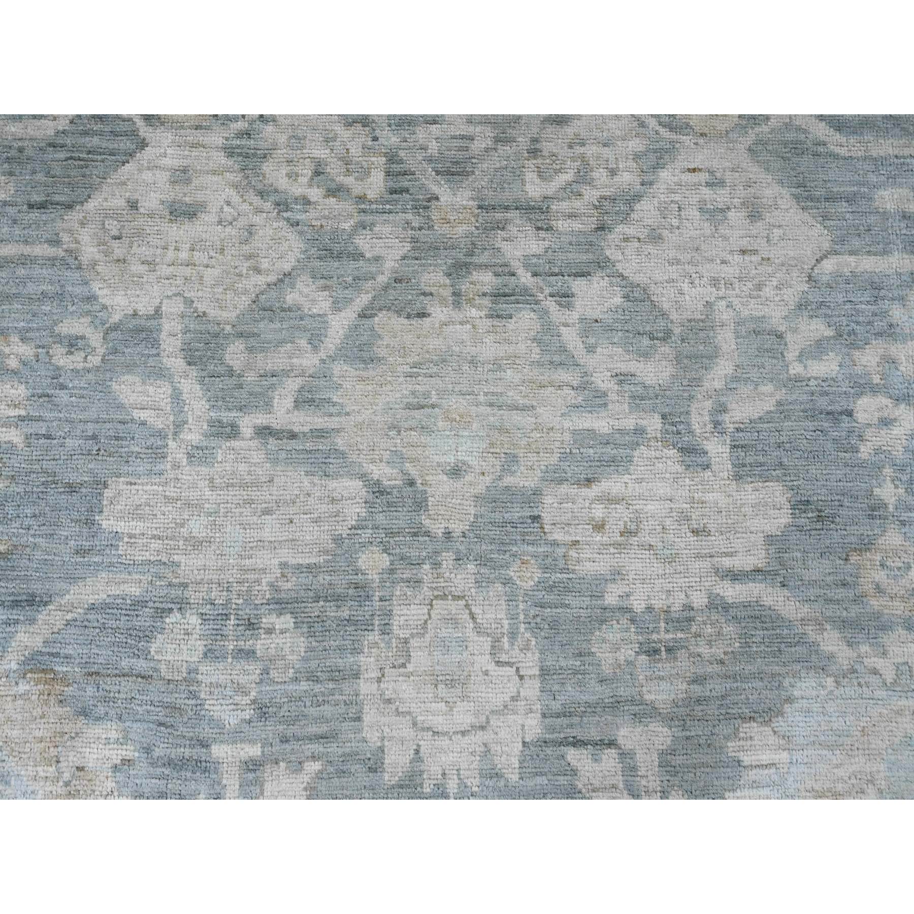 11'9"x15'5" Marengo Gray, Afghan Angora Oushak with All Over Leaf Design, Hand Knotted, Vegetable Dyes, 100% Wool, Oversized, Oriental Rug Sh20462