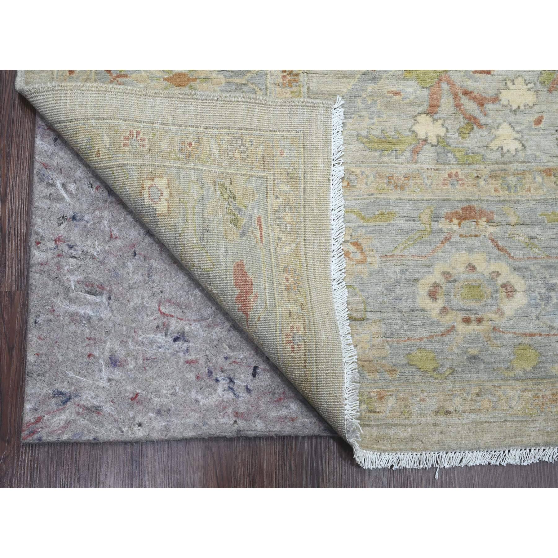 9'x11'10" Misty Gray, Hand Knotted, All Over Design Ziegler Mahal with Touches of Gold, Chocolate Brown and Green, 100% Wool, Natural Dyes, Oriental Rug Sh20464
