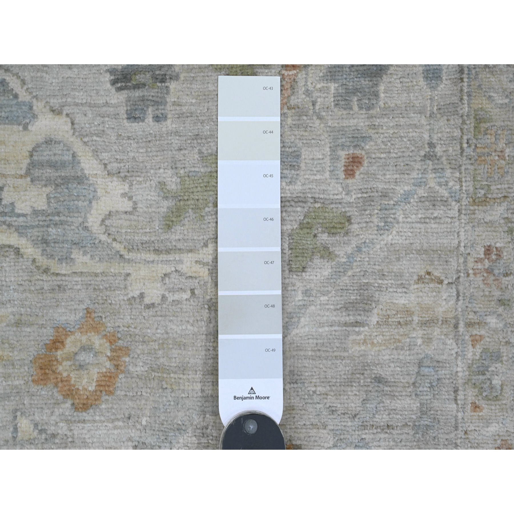 9'x11'10" Misty Gray, Hand Knotted, All Over Design Ziegler Mahal with Touches of Gold, Chocolate Brown and Green, 100% Wool, Natural Dyes, Oriental Rug Sh20464