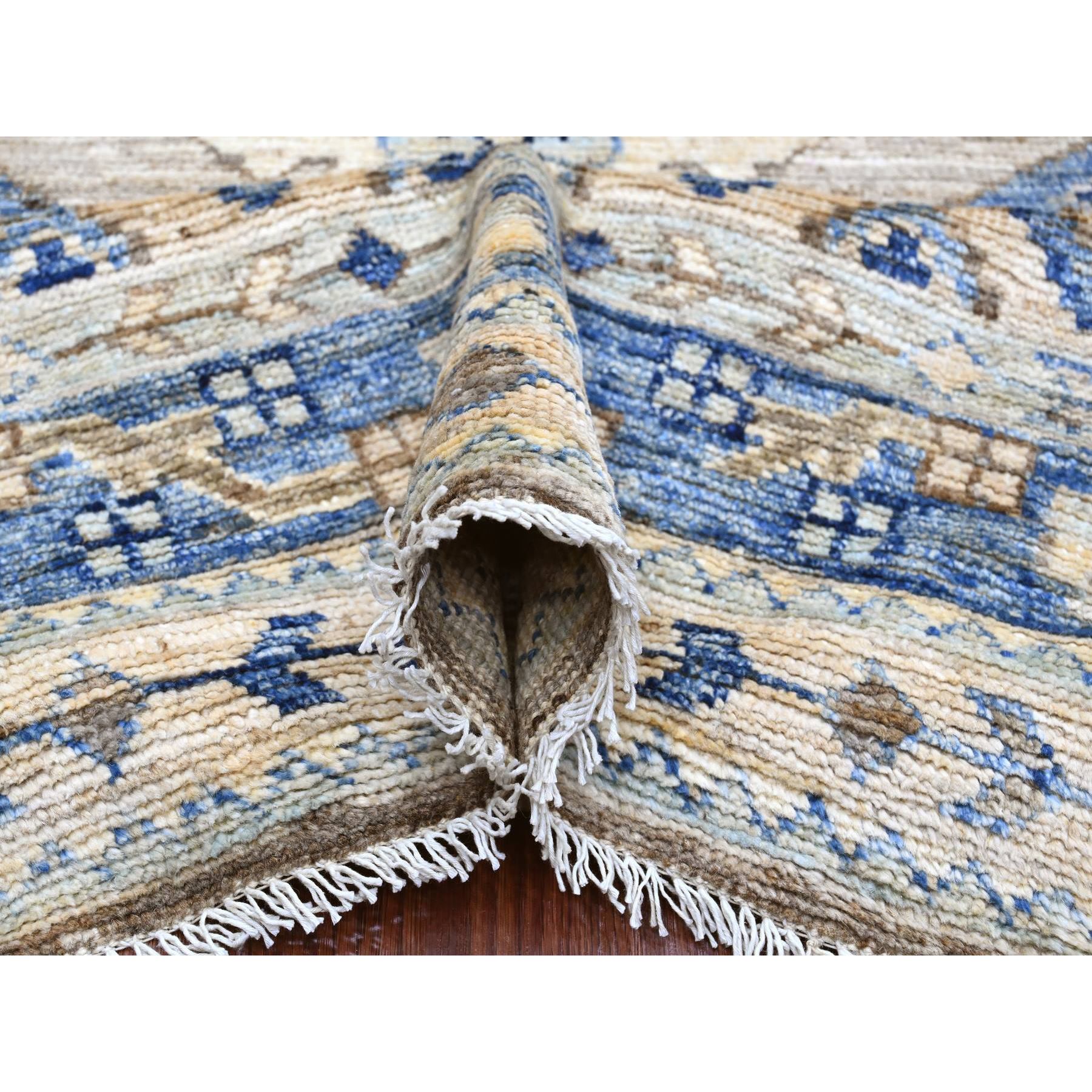 8'x9'9" Almond Brown, Afghan Peshawar with Anatolian Village Inspired Design, High Mountain Wool, Hand Knotted, Oriental Rug Sh20466