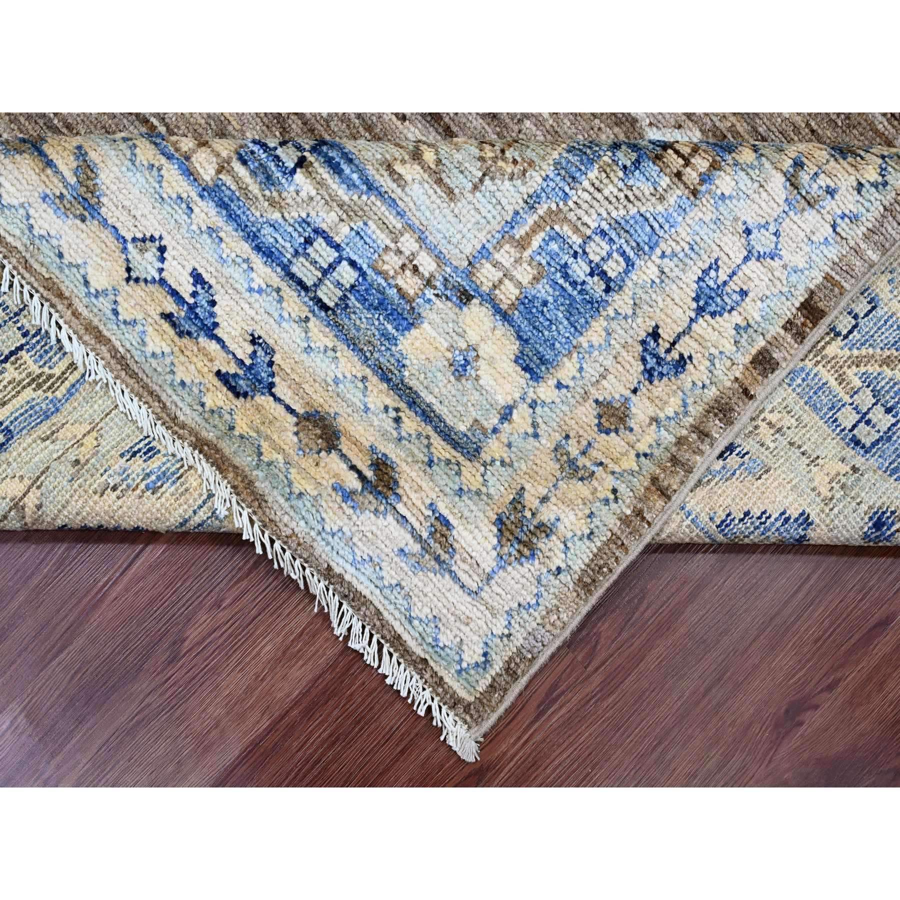 8'x9'9" Almond Brown, Afghan Peshawar with Anatolian Village Inspired Design, High Mountain Wool, Hand Knotted, Oriental Rug Sh20466