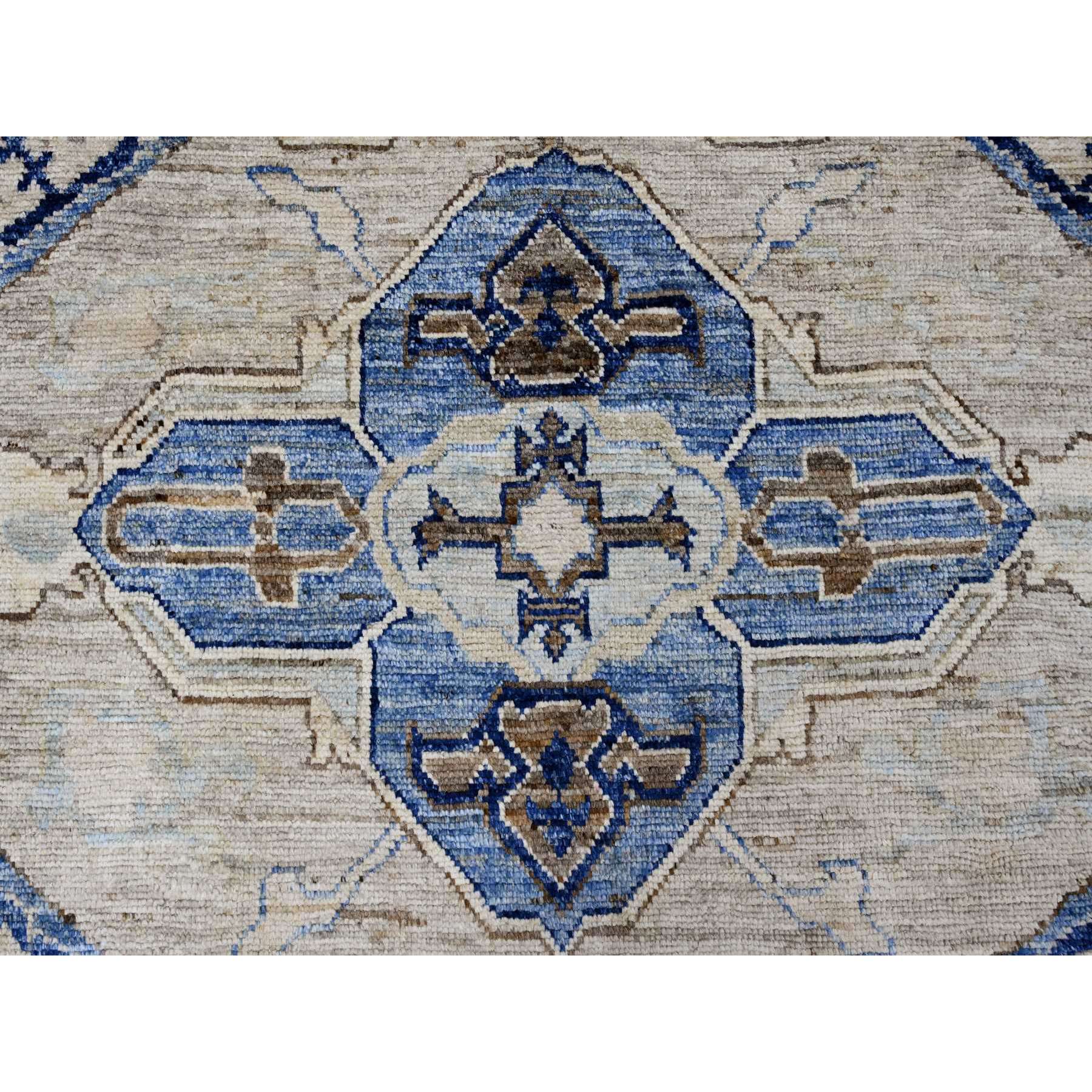 8'x9'9" Almond Brown, Afghan Peshawar with Anatolian Village Inspired Design, High Mountain Wool, Hand Knotted, Oriental Rug Sh20466