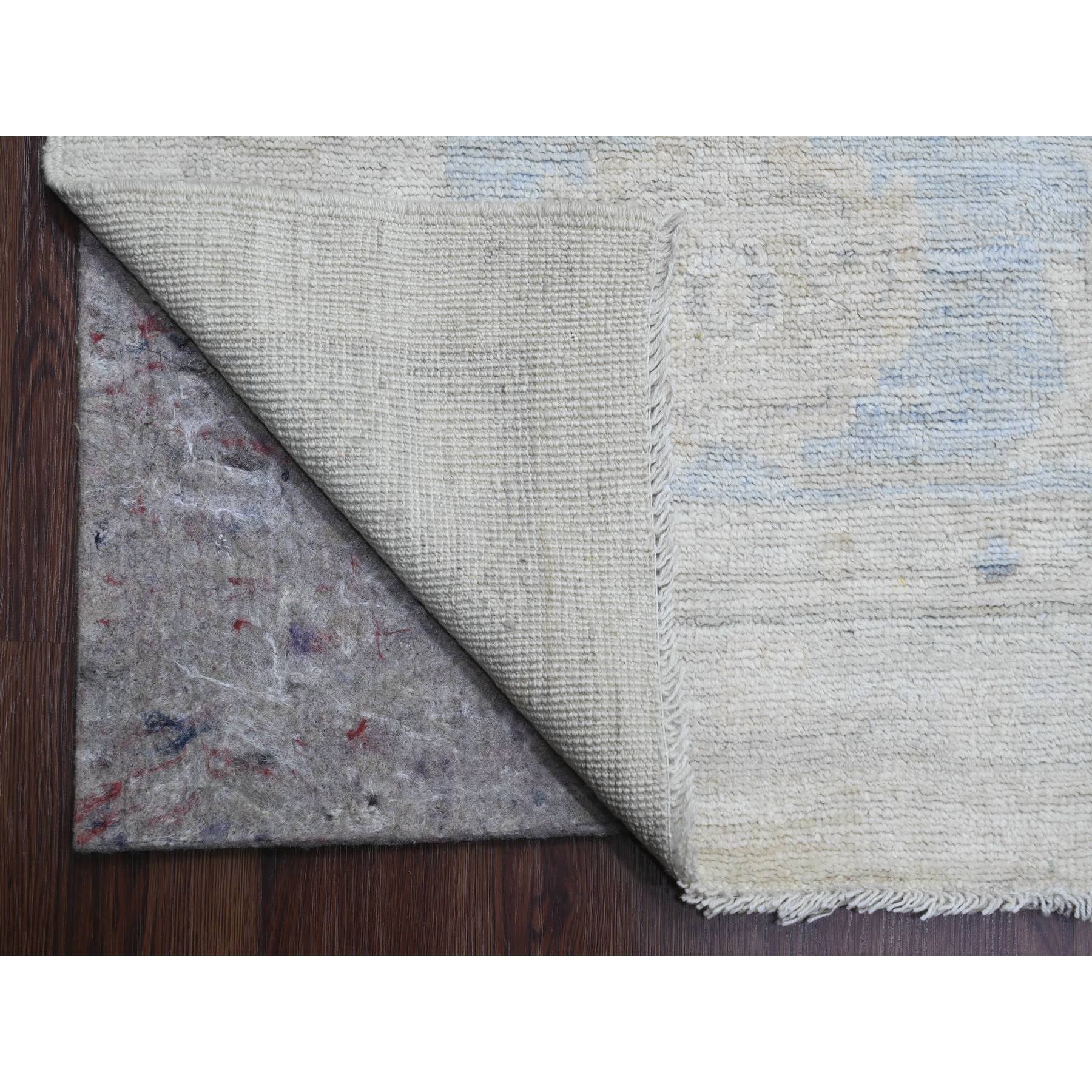 13'6"x18'5" Pearl White, Hand Knotted, Afghan Angora Oushak with All Over Vines Design, Natural Dyes, 100% Wool, Oversized, Oriental Rug Sh20470