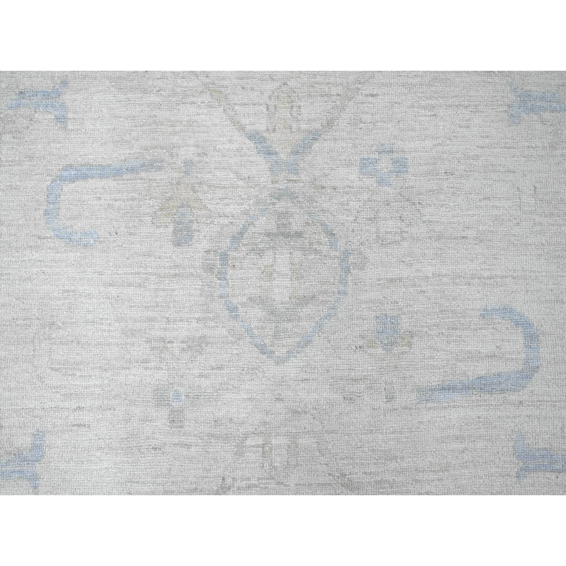 13'6"x18'5" Pearl White, Hand Knotted, Afghan Angora Oushak with All Over Vines Design, Natural Dyes, 100% Wool, Oversized, Oriental Rug Sh20470