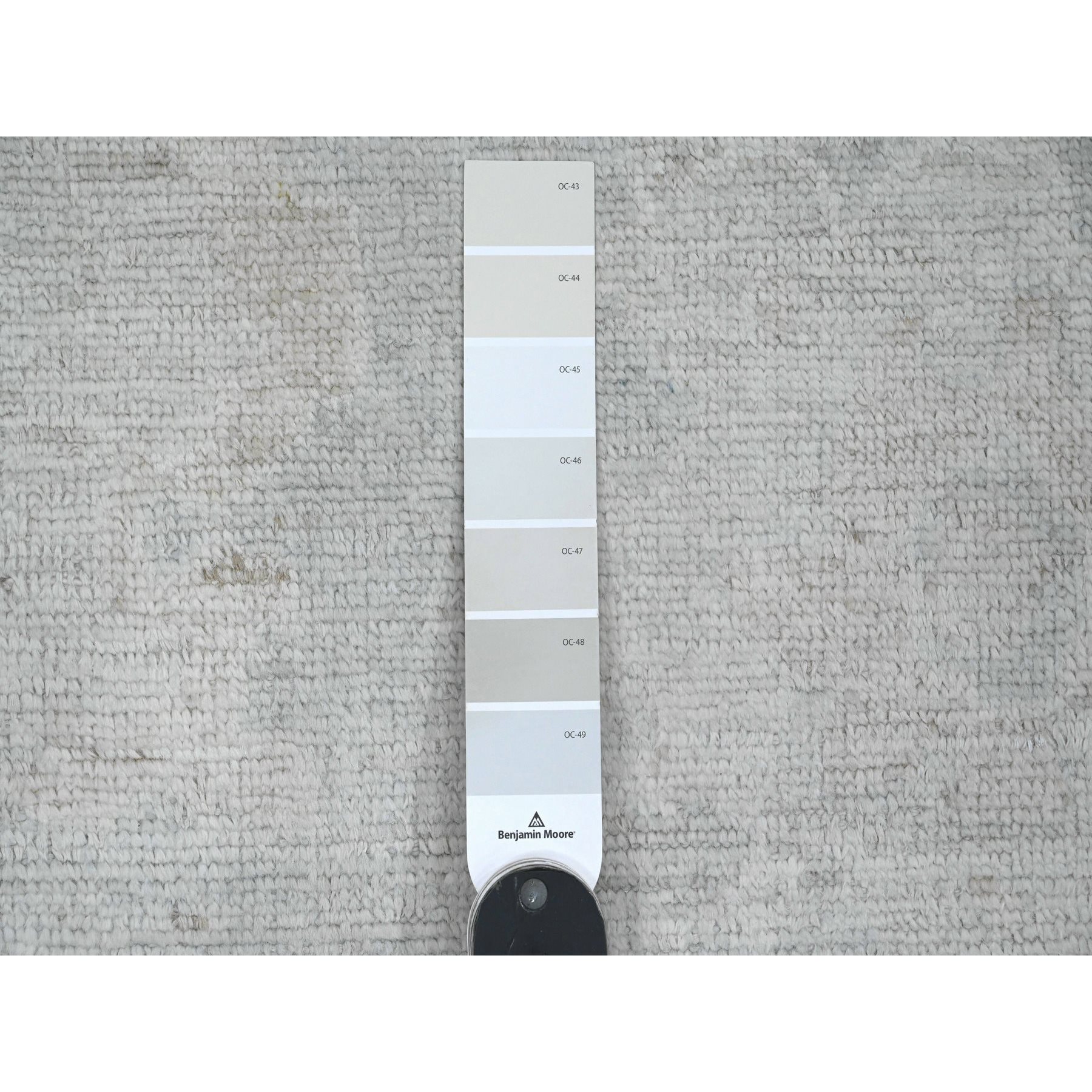 2'10"x19'6" Misty Gray, Afghan Angora Oushak with Large Leaf Design, Hand Knotted, Veggie Dyes, Pure Wool, XL Runner, Oriental Rug Sh20471