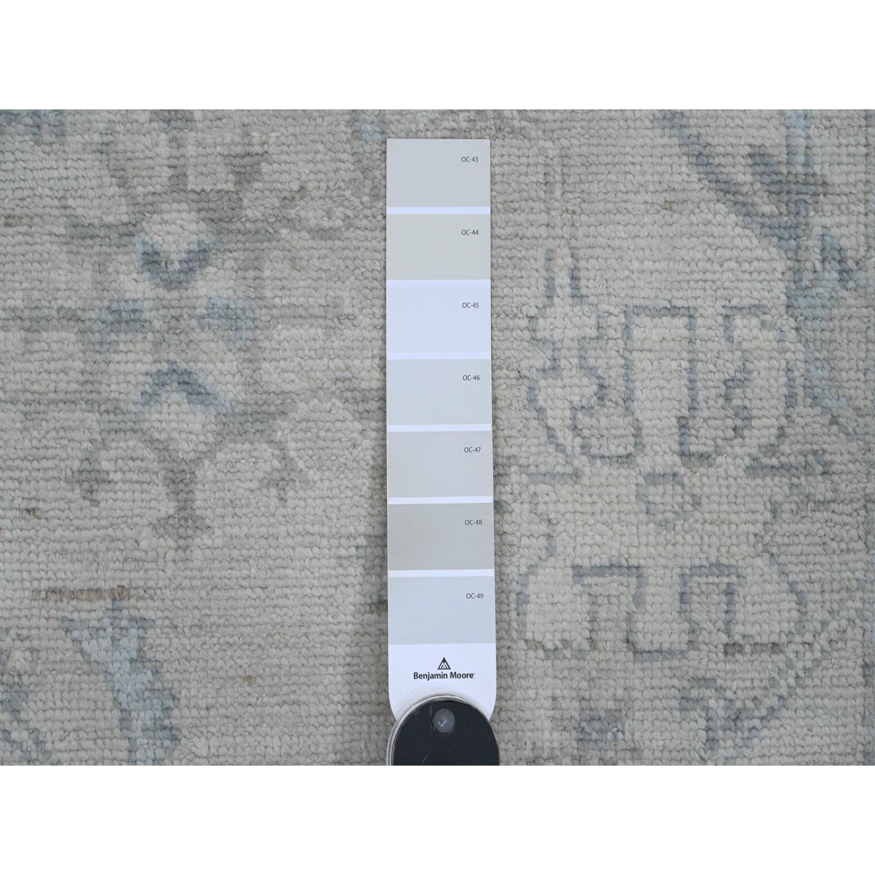 2'10"x13'7" Alabaster White, Afghan Angora Oushak with Large Leaf Design, Hand Knotted, Vegetable Dyes, 100% Wool, Runner, Oriental Rug Sh20473