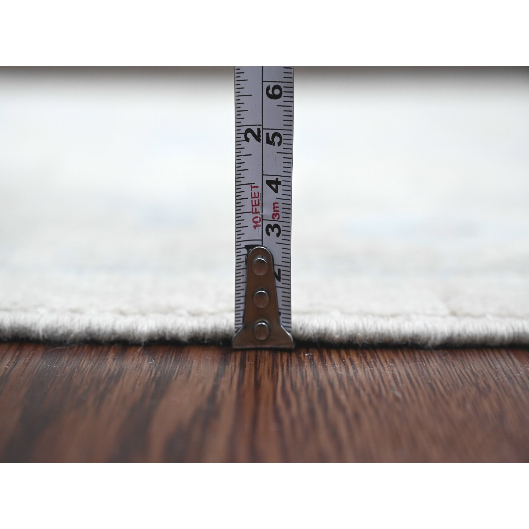 2'10"x13'7" Alabaster White, Afghan Angora Oushak with Large Leaf Design, Hand Knotted, Vegetable Dyes, 100% Wool, Runner, Oriental Rug Sh20473