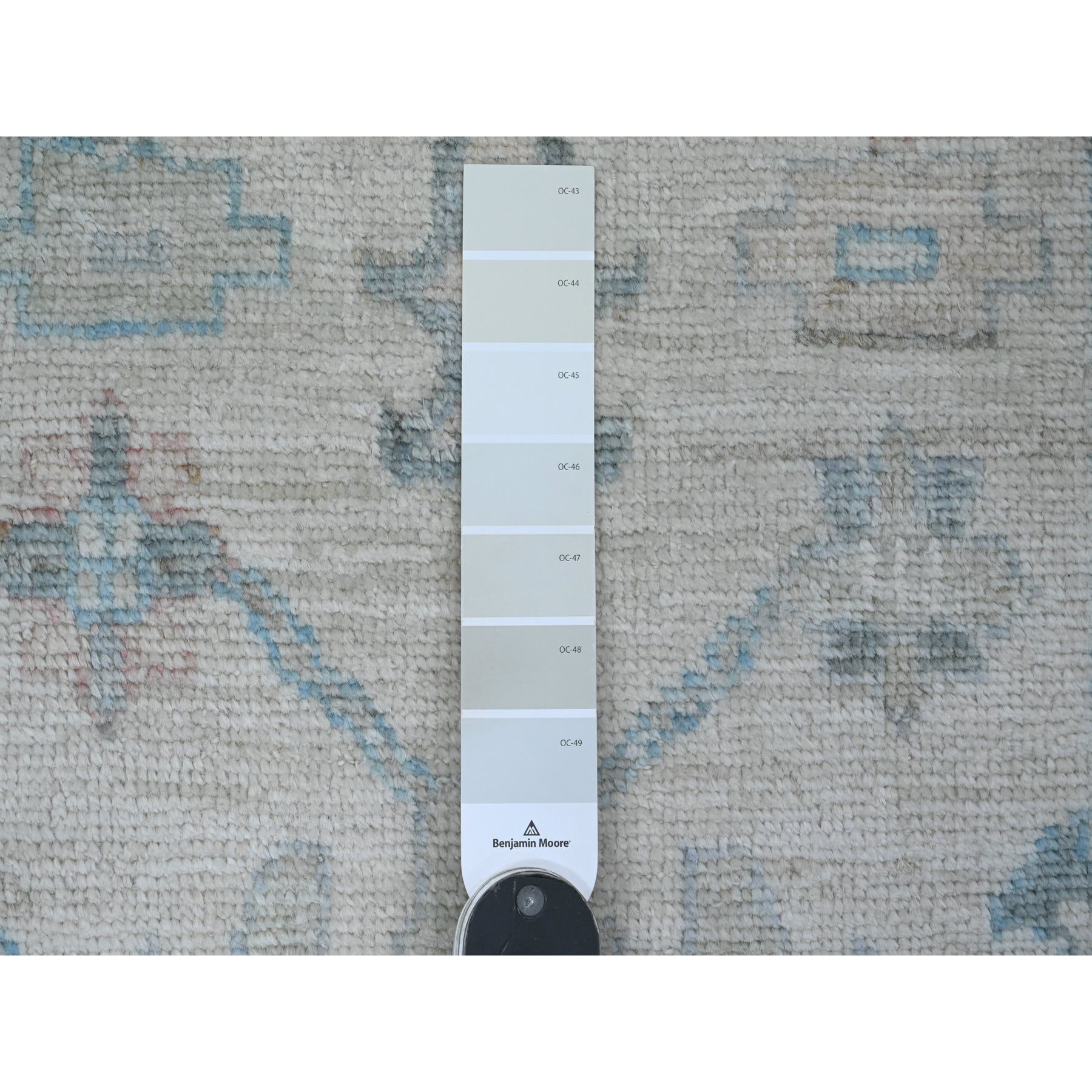 2'10"x11'7" Chiffon White, Hand Knotted, Afghan Angora Oushak with Colorful Leaf Design, Natural Dyes, 100% Wool, Runner, Oriental Rug Sh20475