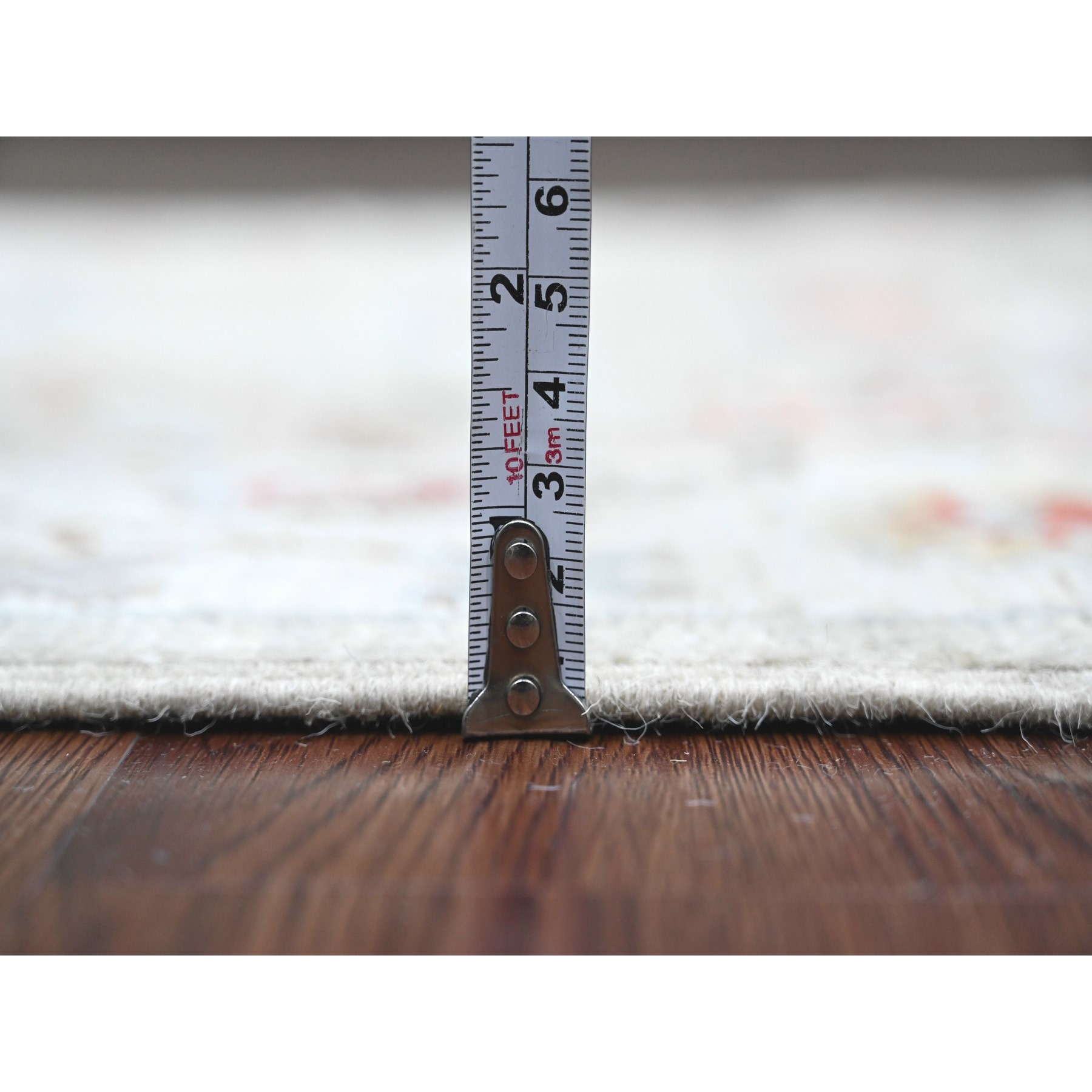 3'x10'6" Medium Gray, Afghan Angora Oushak with Floral Pattern, Hand Knotted, Vegetable Dyes, 100% Wool, Runner, Oriental Rug Sh20480
