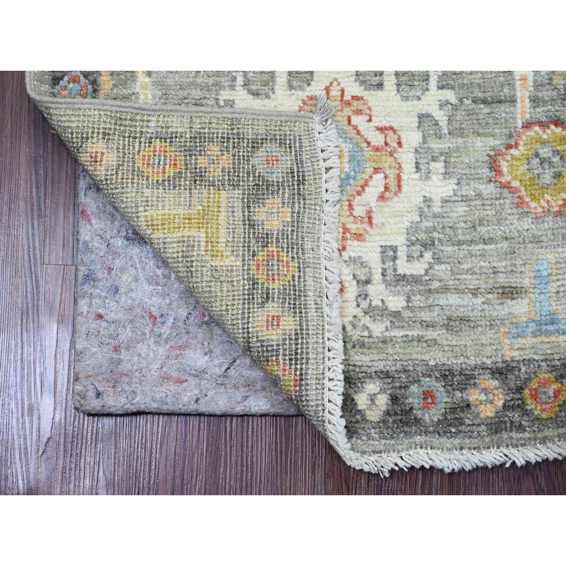 2'x3'2" Spanish Gray, Afghan Angora Oushak with Large Leaf Design, Vegetable Dyes, 100% Wool, Hand Knotted, Mat, Oriental Rug Sh20482