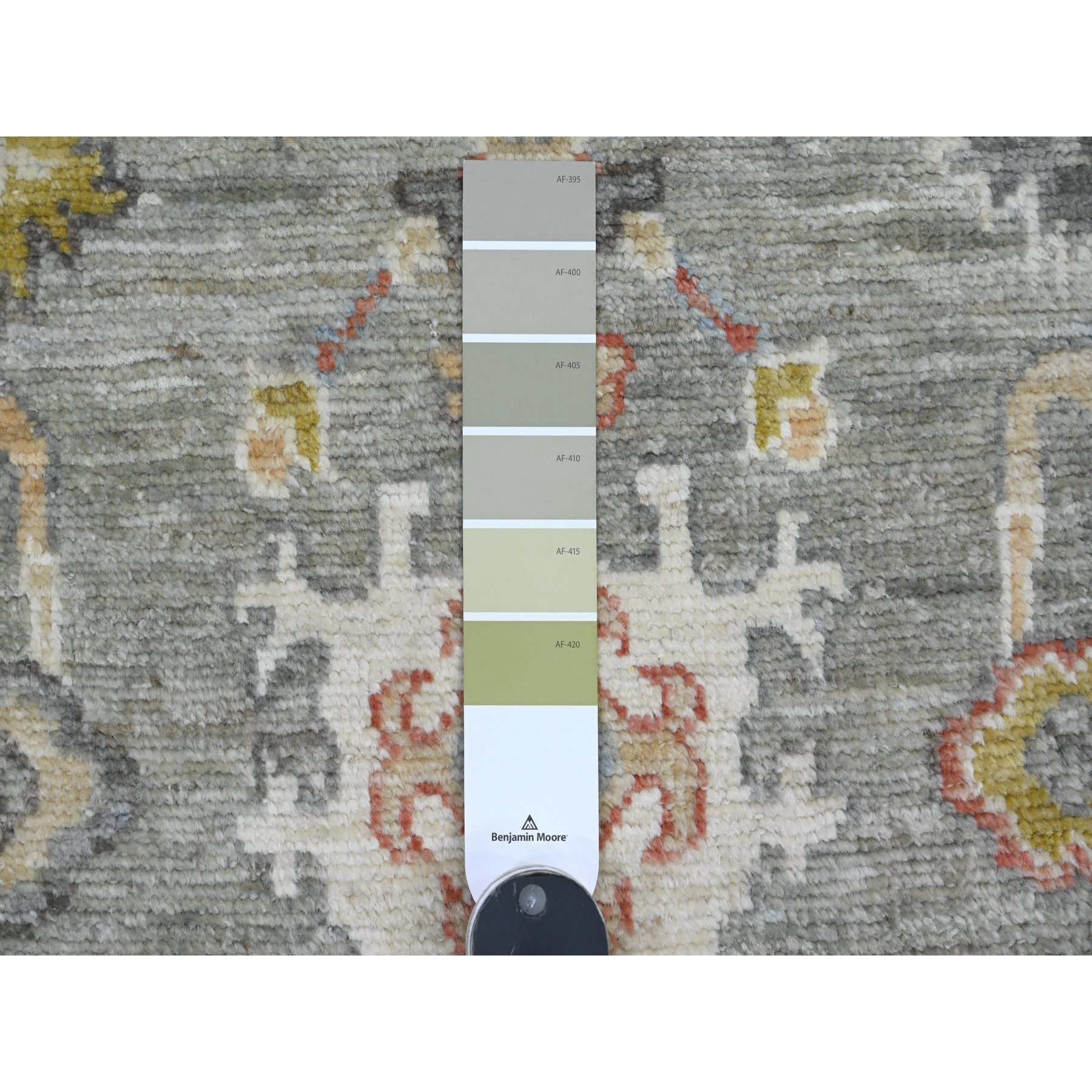 2'x3'2" Spanish Gray, Afghan Angora Oushak with Large Leaf Design, Vegetable Dyes, 100% Wool, Hand Knotted, Mat, Oriental Rug Sh20482