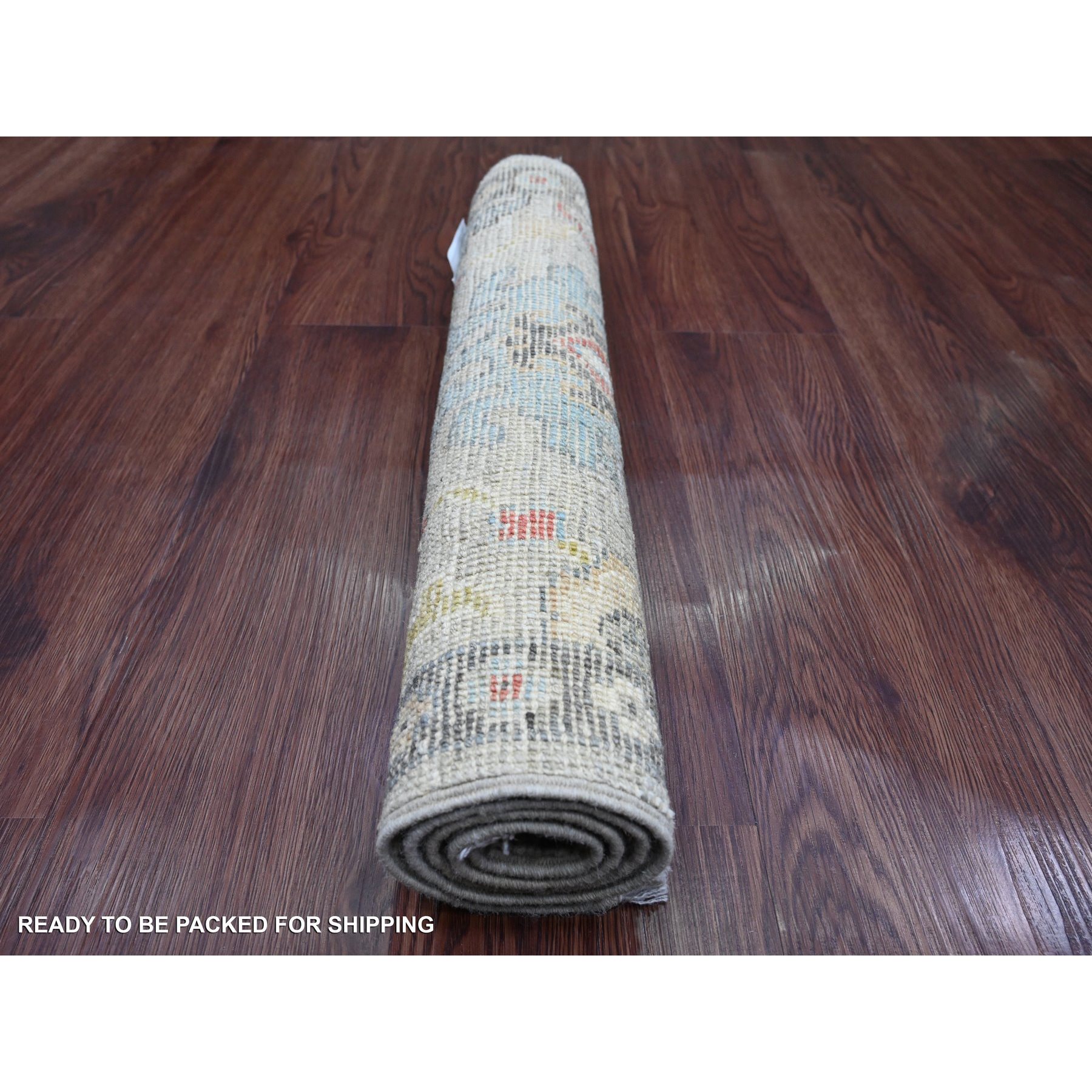 2'x3'2" Spanish Gray, Afghan Angora Oushak with Large Leaf Design, Vegetable Dyes, 100% Wool, Hand Knotted, Mat, Oriental Rug Sh20482