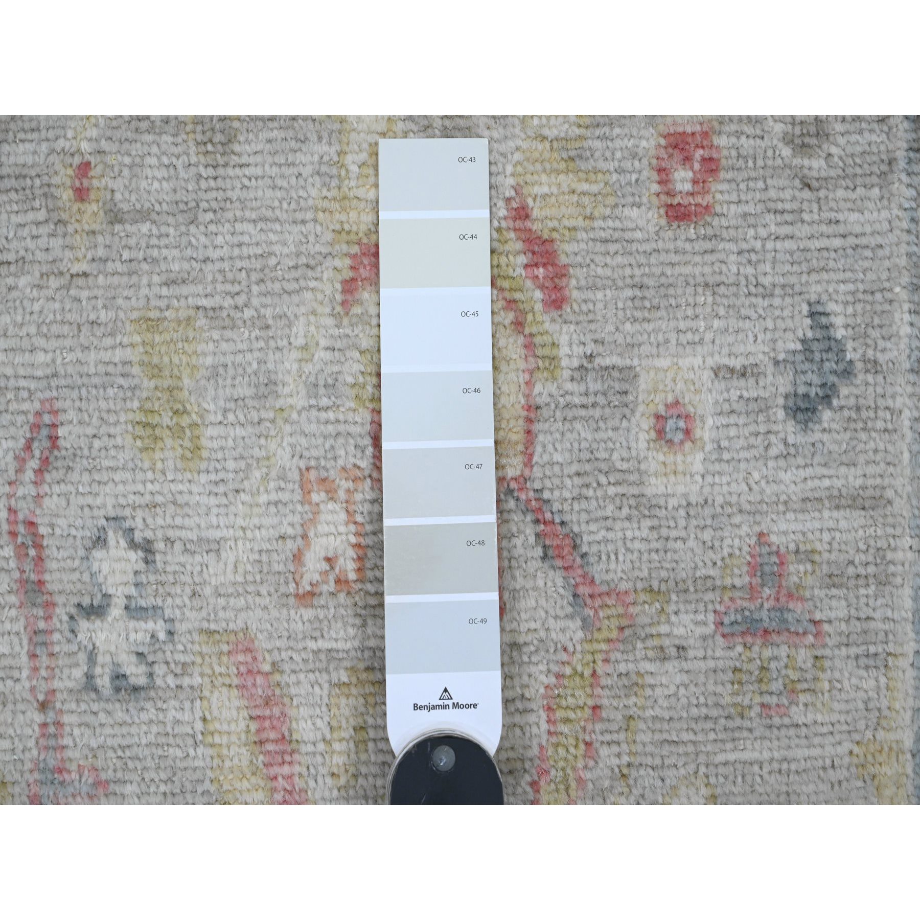 2'x3'1" Battleship Gray, Afghan Angora Oushak with Floral Pattern, Hand Knotted, Veggie Dyes, 100% Wool, Mat, Oriental Rug Sh20483