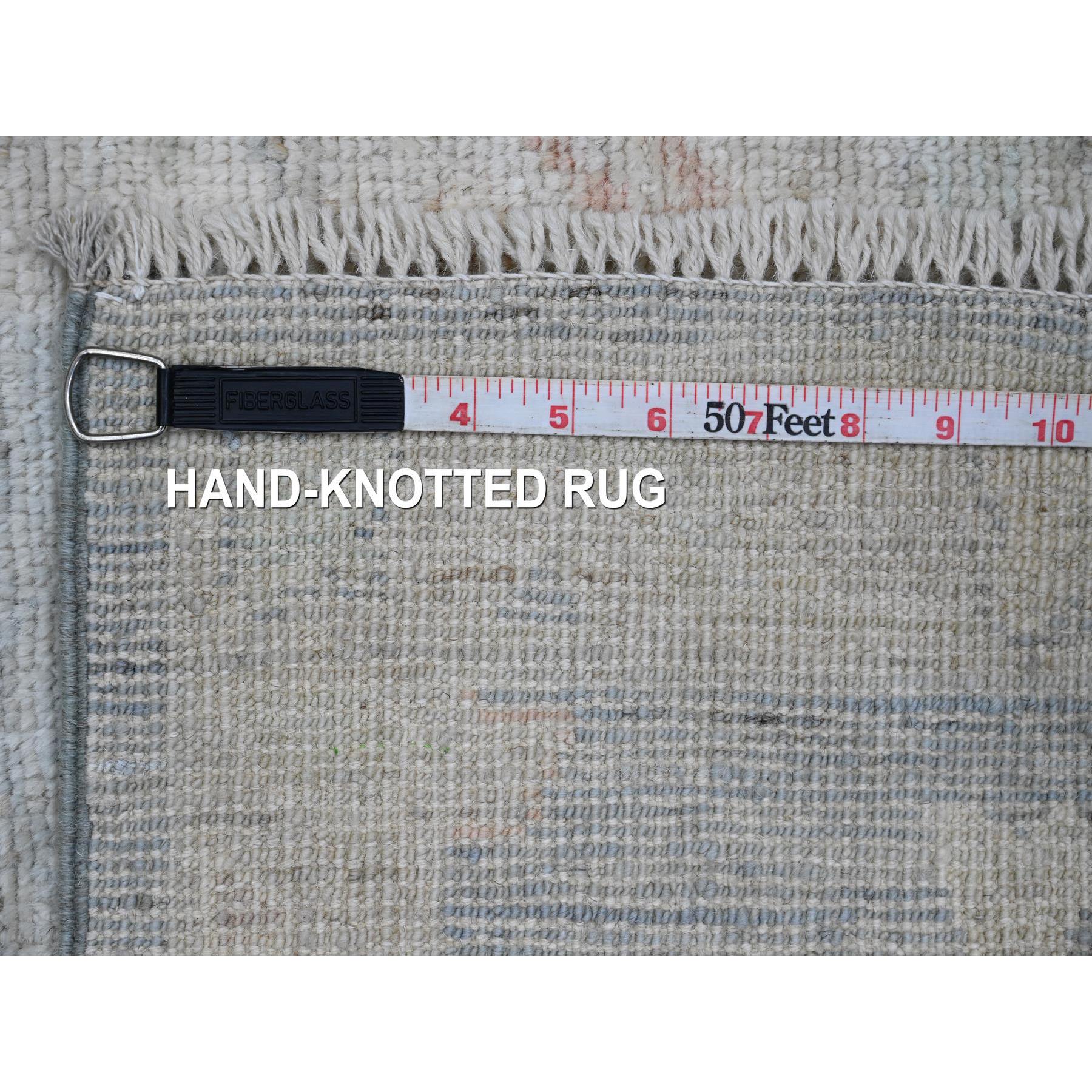 2'1"x3' Mineral Blue, Hand Knotted, Afghan Angora Oushak with Large Leaf Design, Natural Dyes, 100% Wool, Mat, Oriental Rug Sh20484