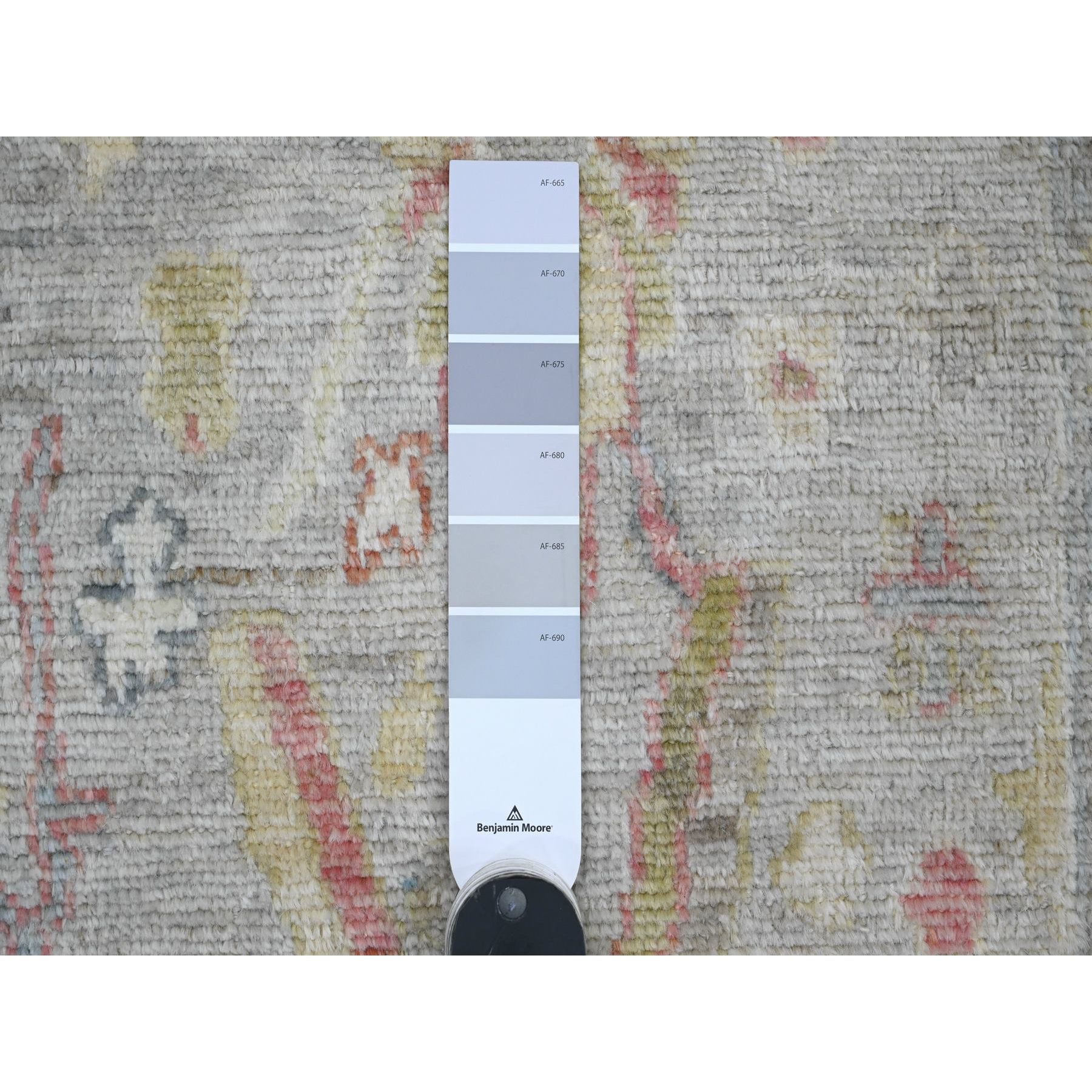 2'x3'1" Spanish Gray, Afghan Angora Oushak with Floral Pattern, Hand Knotted, Veggie Dyes, Pure Wool, Mat, Oriental Rug Sh20485