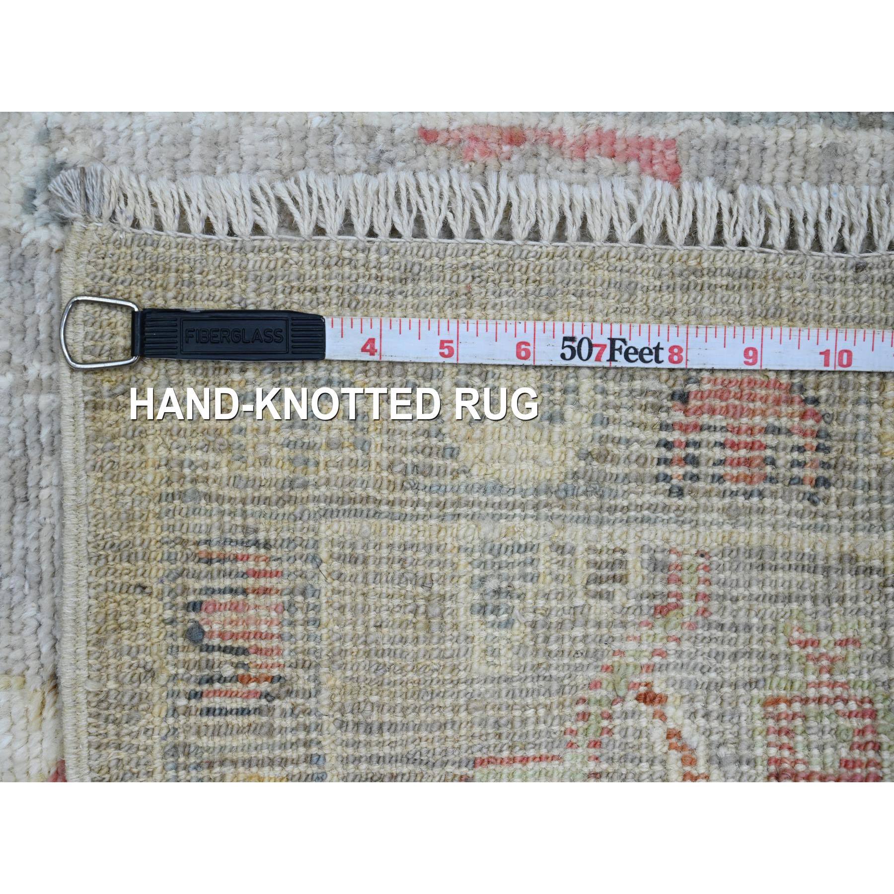 2'x3'1" Spanish Gray, Afghan Angora Oushak with Floral Pattern, Hand Knotted, Veggie Dyes, Pure Wool, Mat, Oriental Rug Sh20485