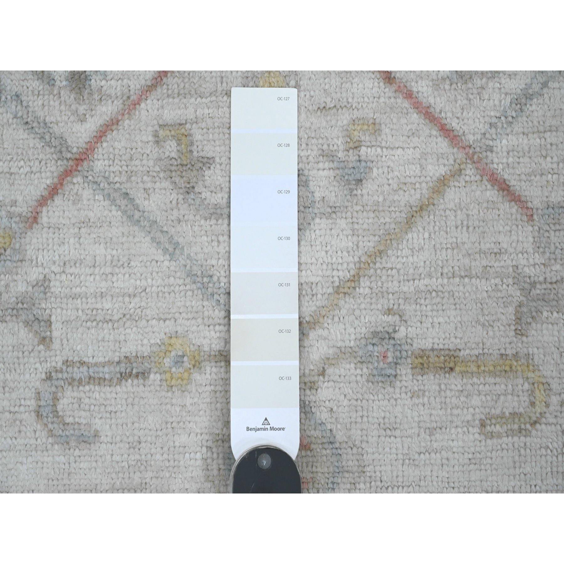 4'x6' Oyster White, Afghan Angora Oushak with All Over Vines Design, Hand Knotted, Vegetable Dyes, 100% Wool, Oriental Rug Sh20487