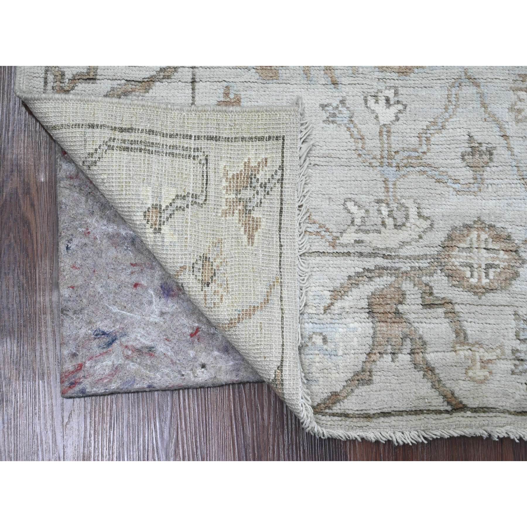 4'x5'10" Medium Gray, Hand Knotted, Afghan Angora Oushak with All Over Leaf Design, Natural Dyes, 100% Wool, Oriental Rug Sh20489