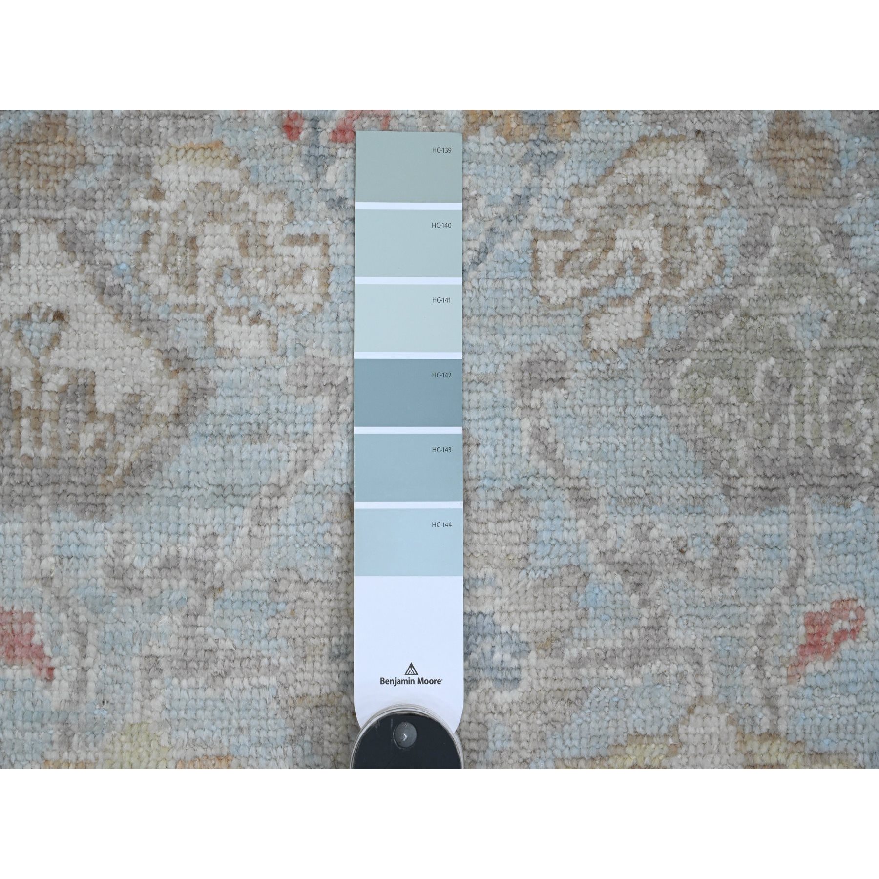 4'1"x6'1" Cerulean Blue, Afghan Angora Oushak with Floral Pattern, Hand Knotted, Vegetable Dyes, 100% Wool, Oriental Rug Sh20496