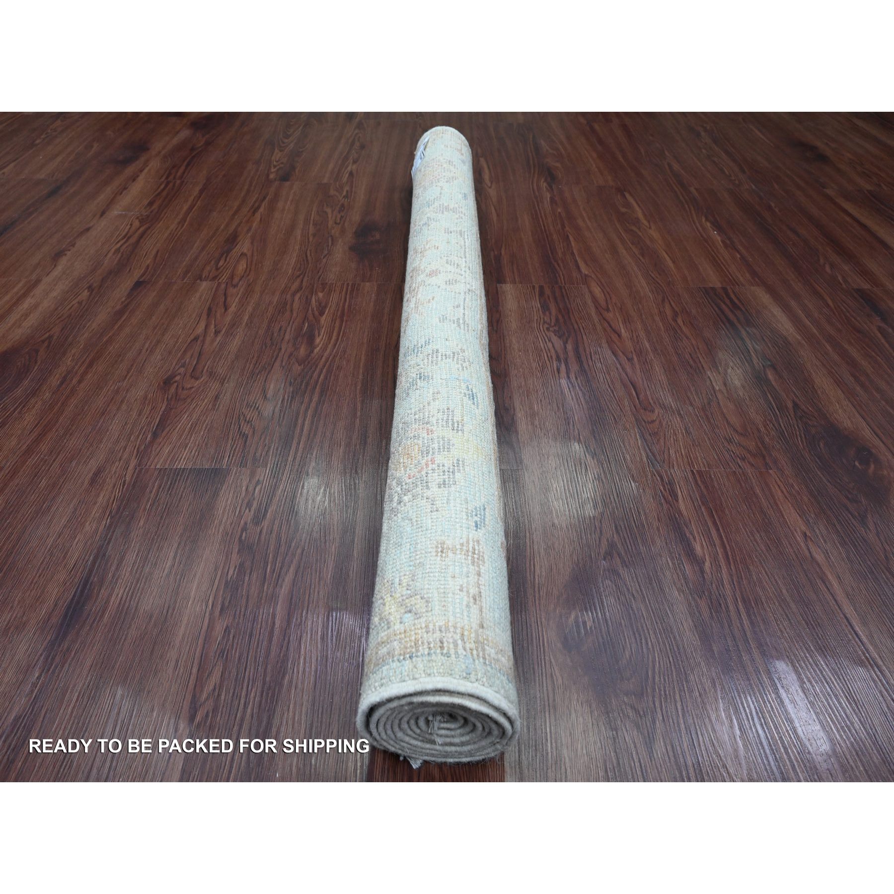4'1"x6'1" Cerulean Blue, Afghan Angora Oushak with Floral Pattern, Hand Knotted, Vegetable Dyes, 100% Wool, Oriental Rug Sh20496