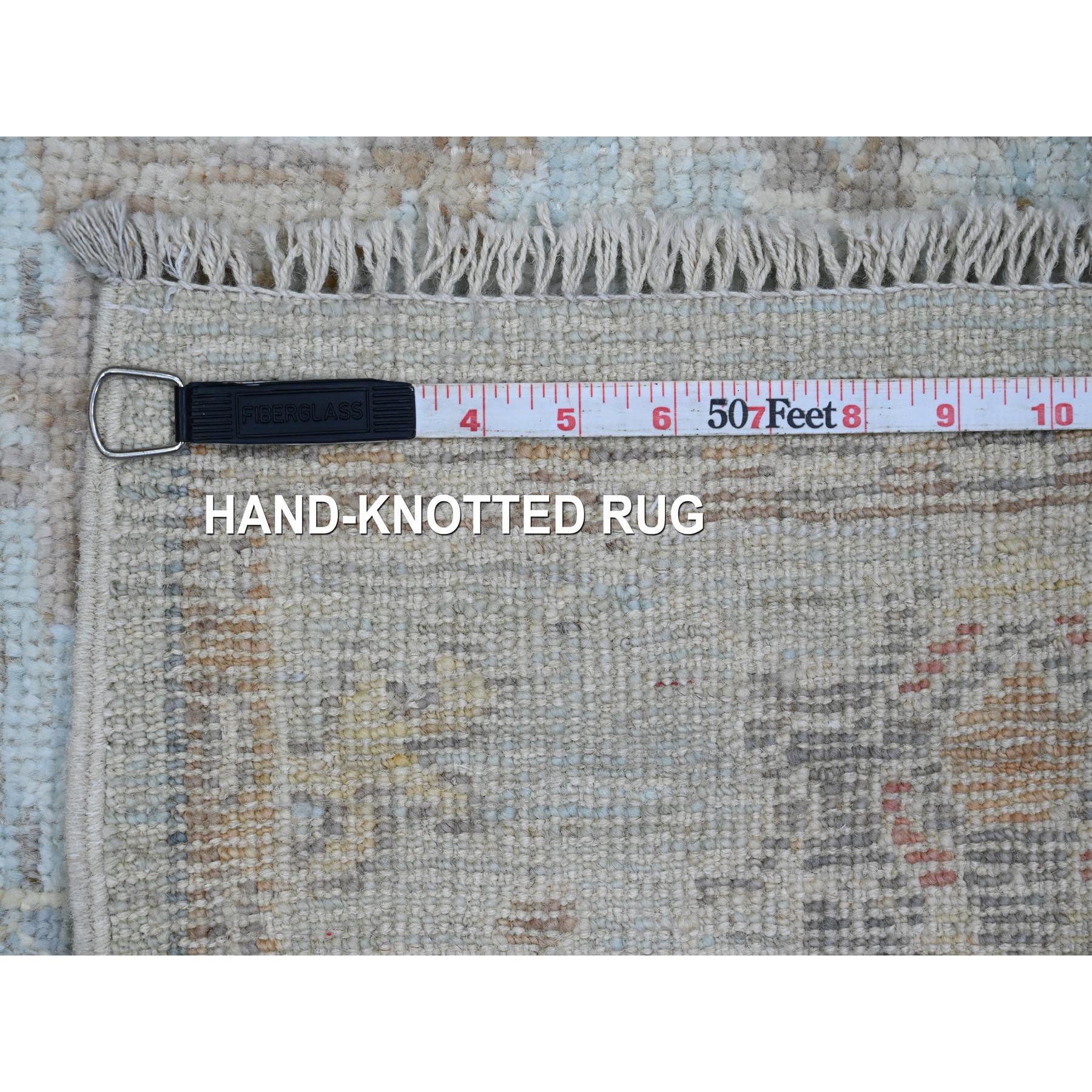 4'1"x6'1" Cerulean Blue, Afghan Angora Oushak with Floral Pattern, Hand Knotted, Vegetable Dyes, 100% Wool, Oriental Rug Sh20496